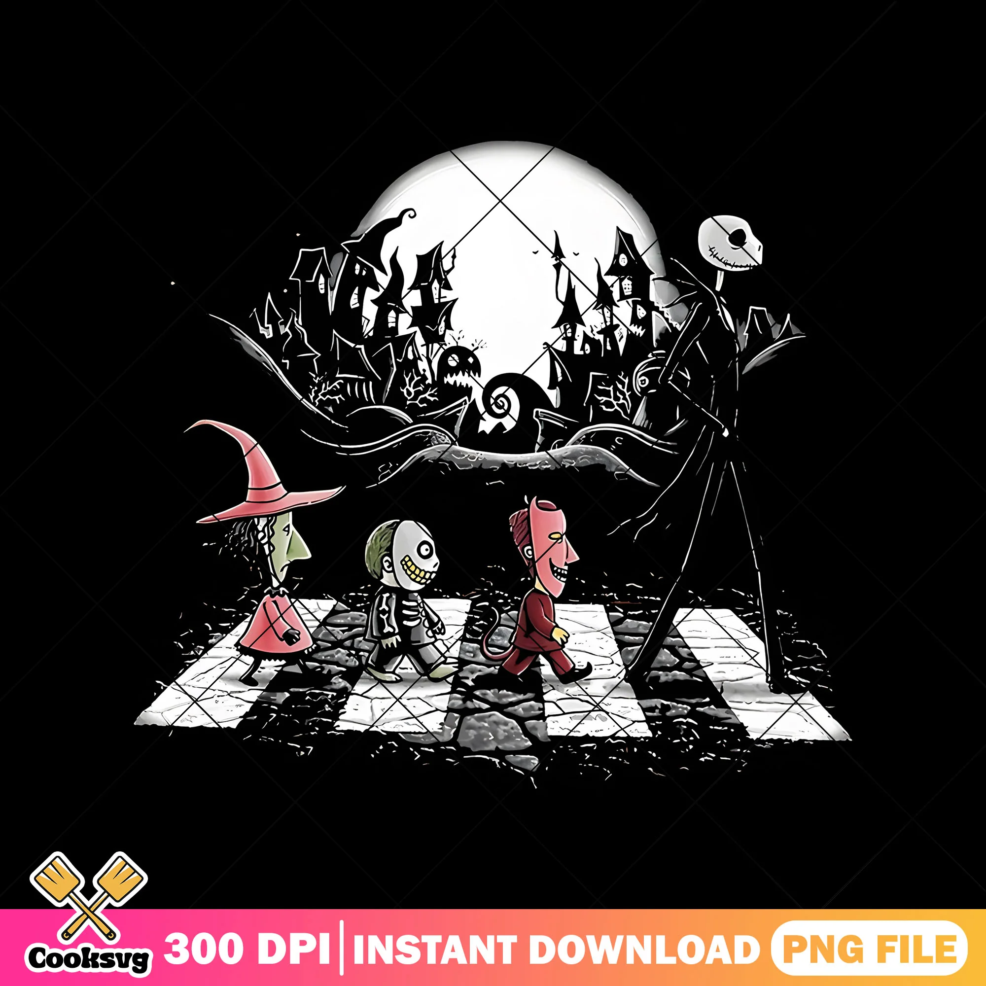 Throw street with jack png, halloween barrel png, disney art png
