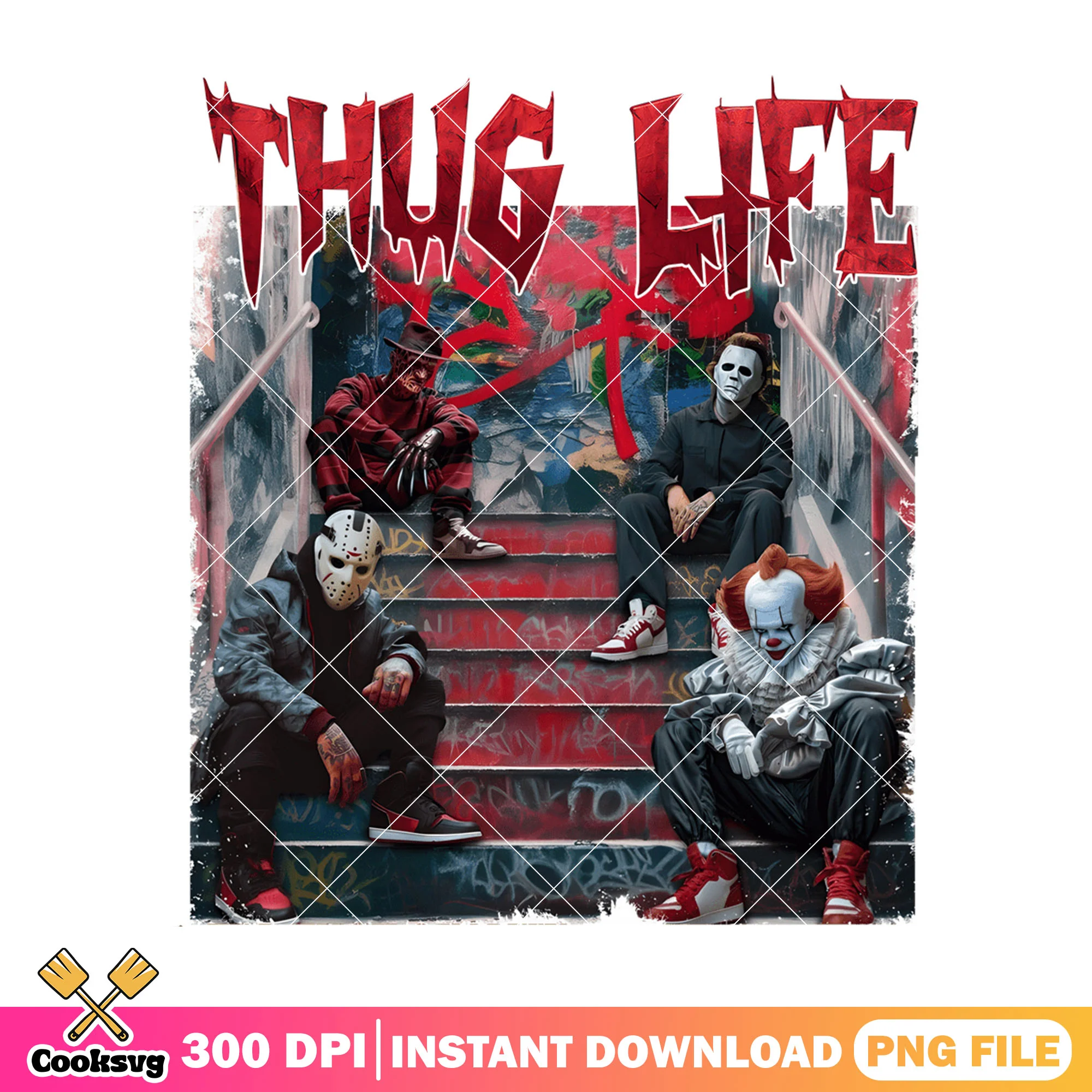 Thug life horror design png, halloween decor, horror charcaters png