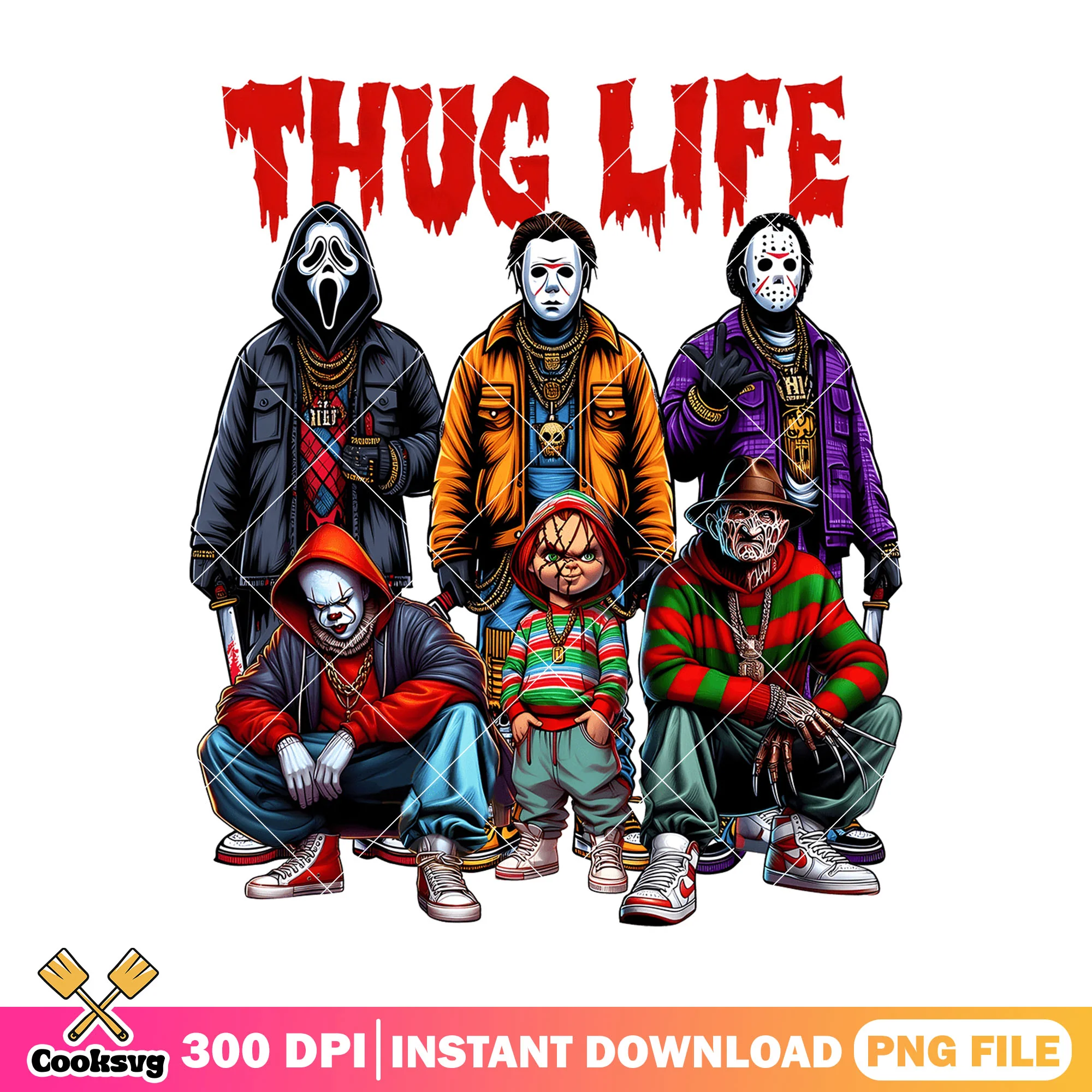 Thug life nightmares design png, horror movie png, halloween png