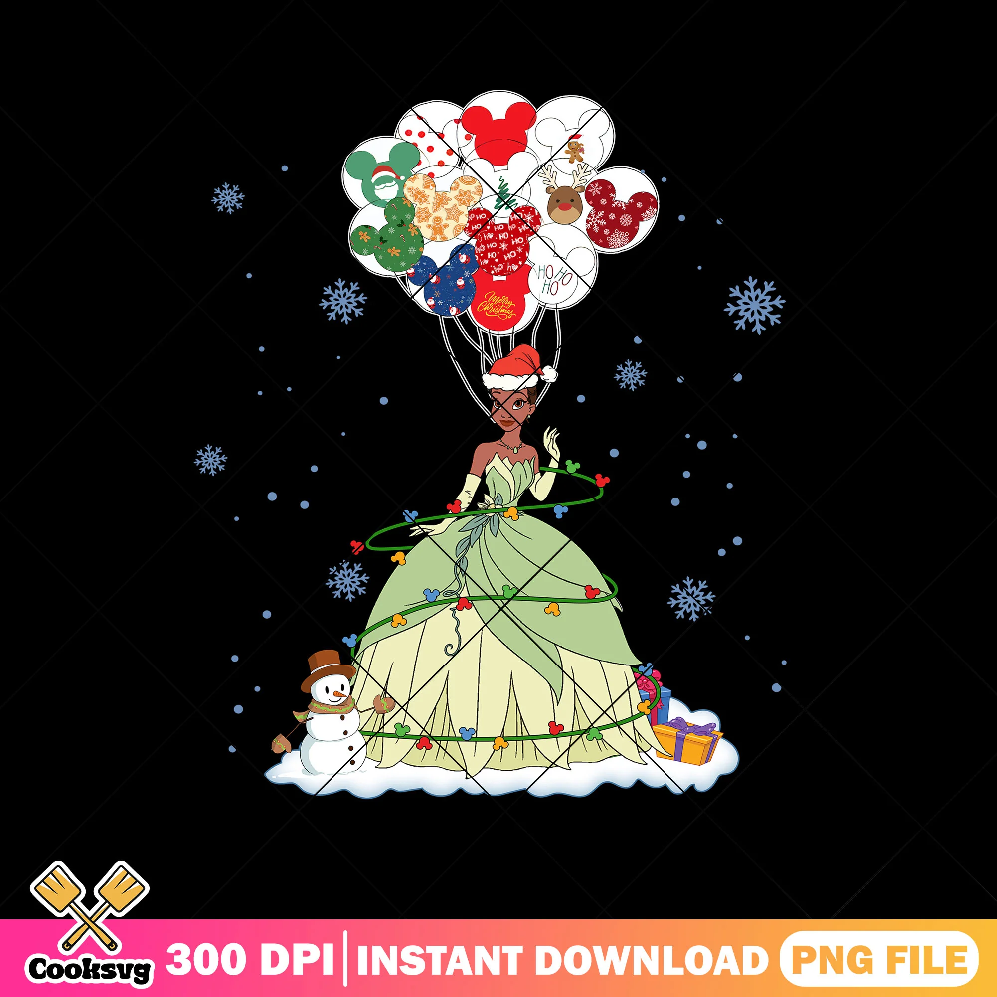 Tiana christmas stuff png, tiana princess png, christmas spirit png