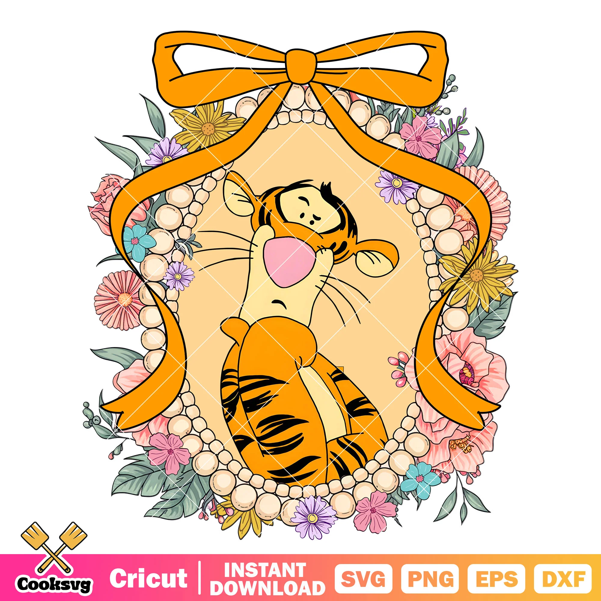Tiger and disney bow tie mirror png, winnie the pooh png