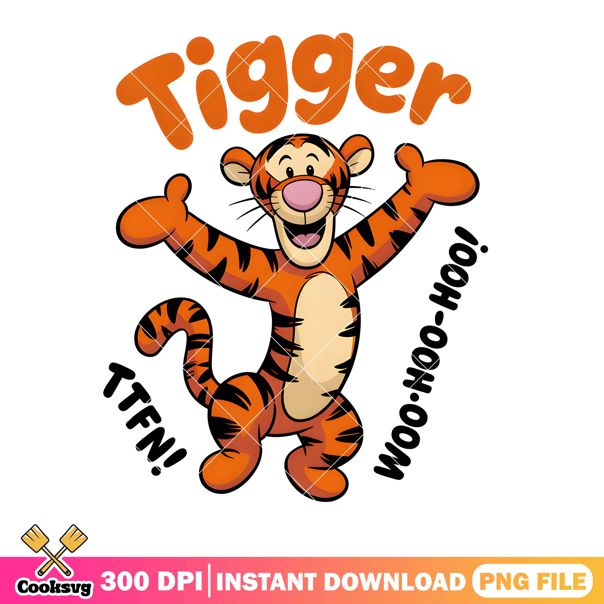 Tiger ttfn woo hoo hoo png, disney tiger png, santa laugh png