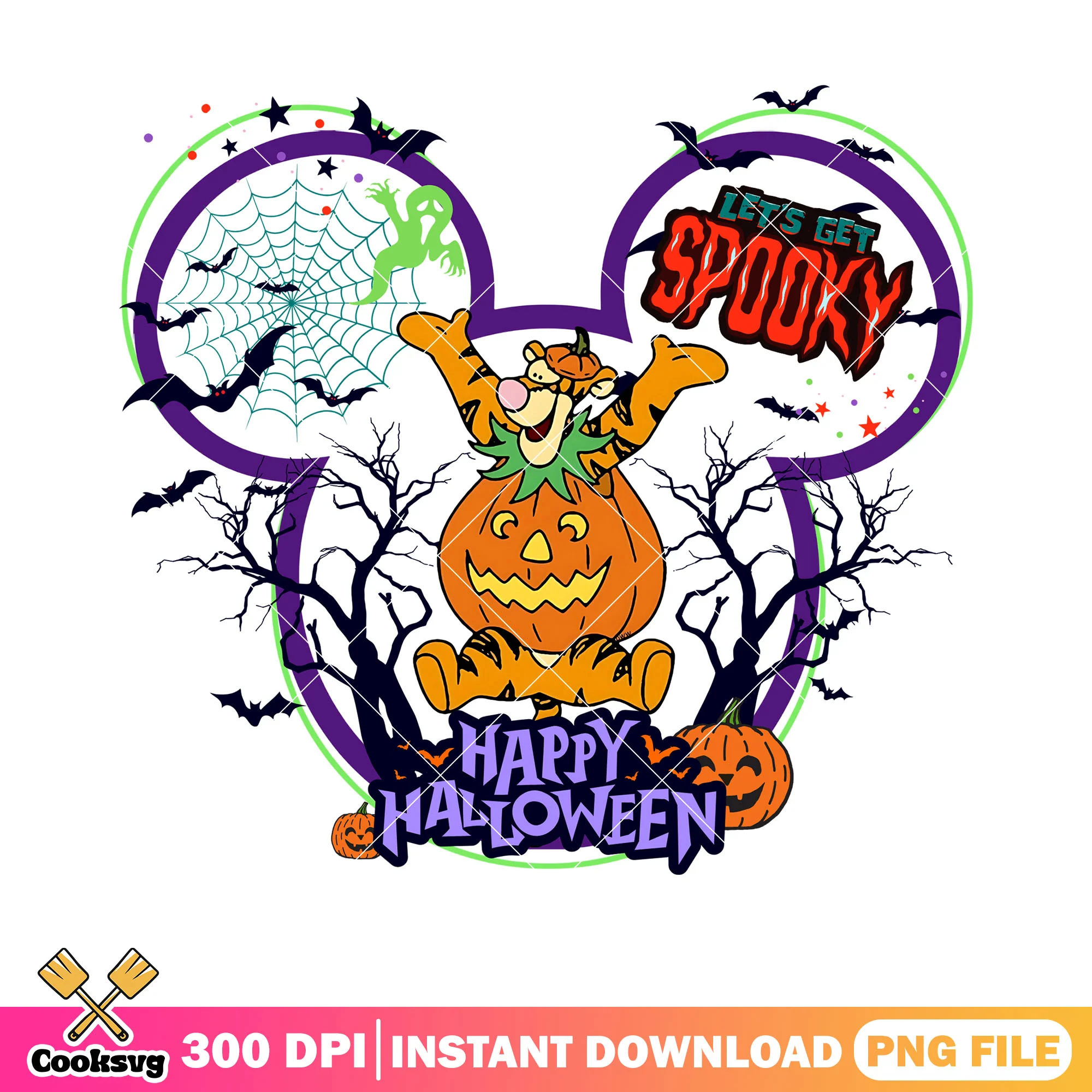 Tiger winnie the pooh png, spider web png, halloween costume png