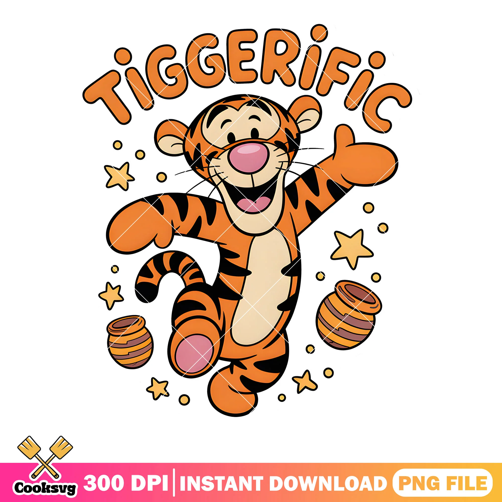 Tiggerific poster png, winnie the pooh tiger png, cute pooh bear png