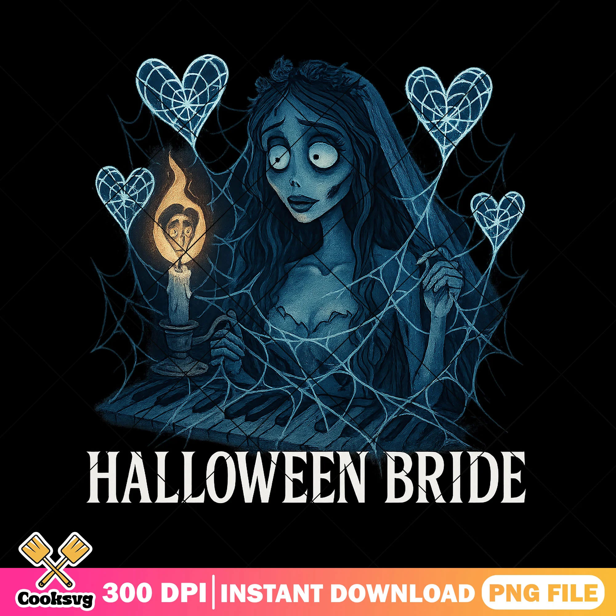 Tim burton halloween bride png, scary cartoon png, horror bride png