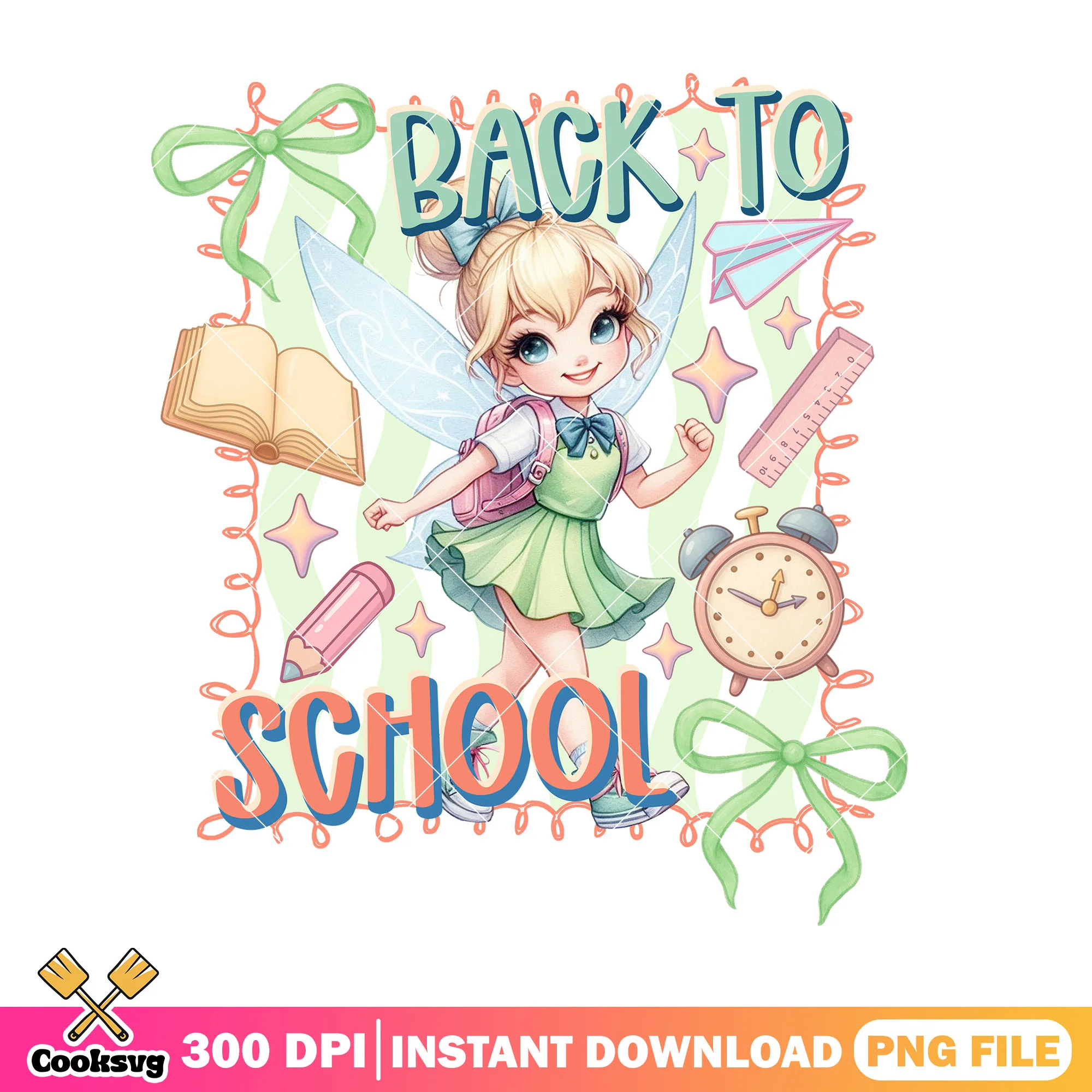 Tinker bell back school png, cute tinker bell png, back to school png