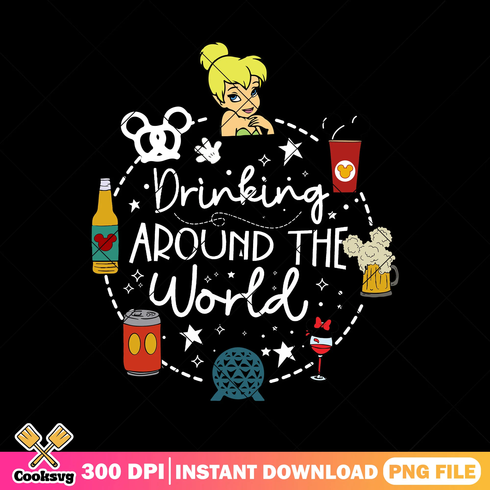 Tinker bell drink world png, tinker bell png, disney bundle png