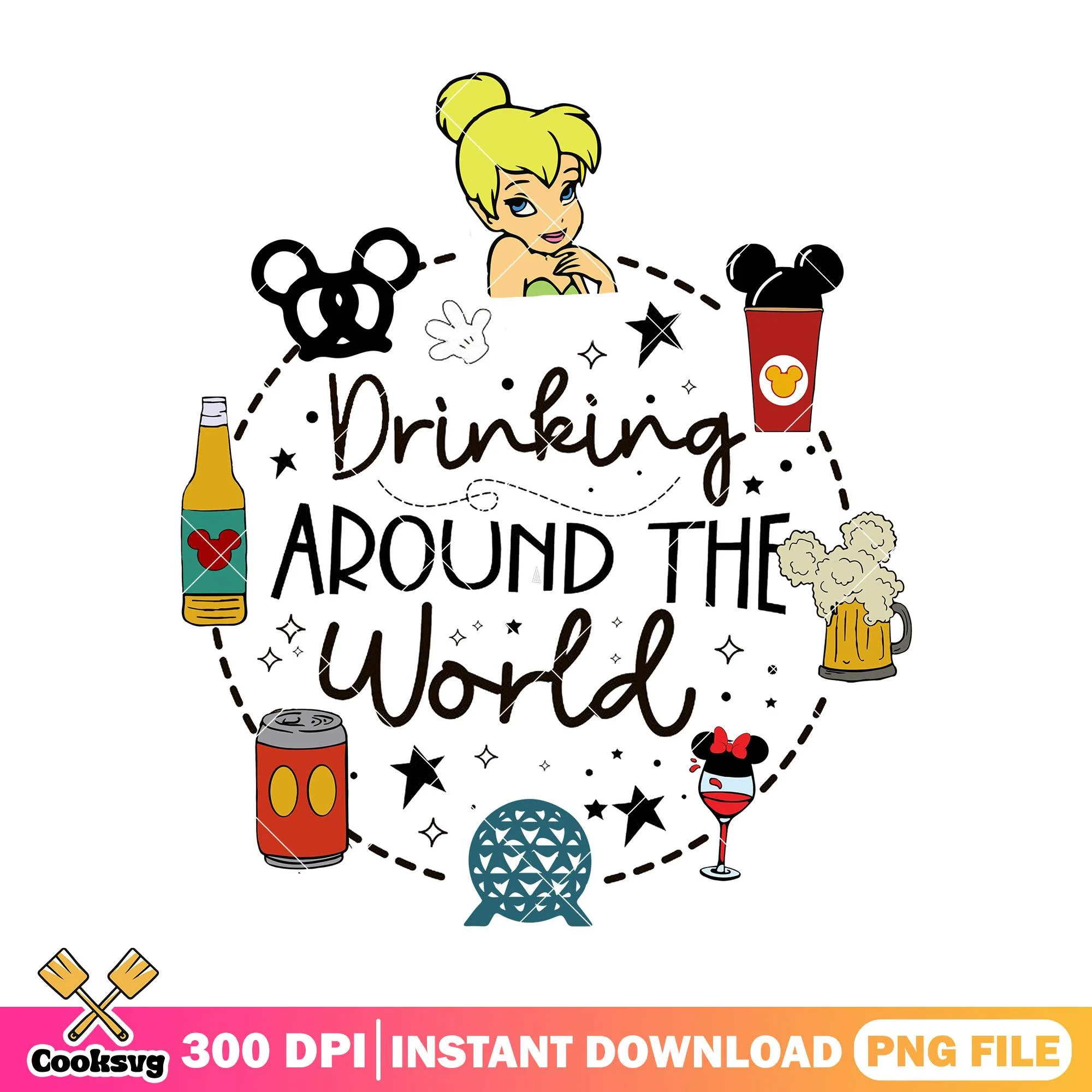 Tinker bell drinks world png, tinker bell png, disney bundle png