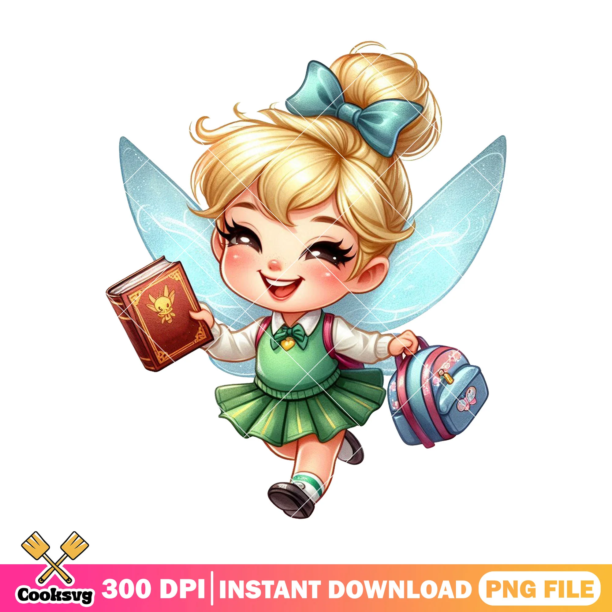 Tinker bell going school png, back to school day png, disney world png