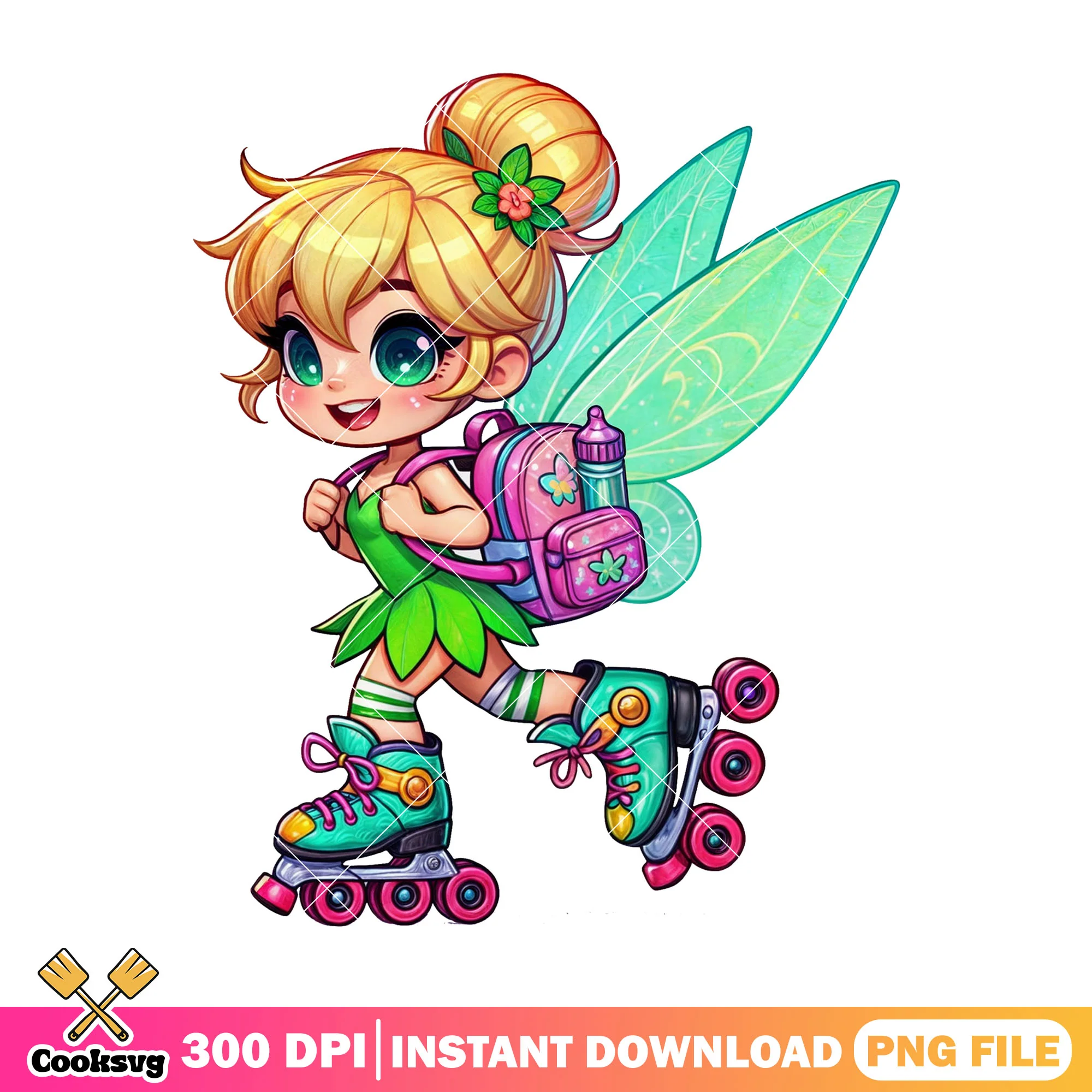 Tinker bell going school png, back to school art png, disney world png