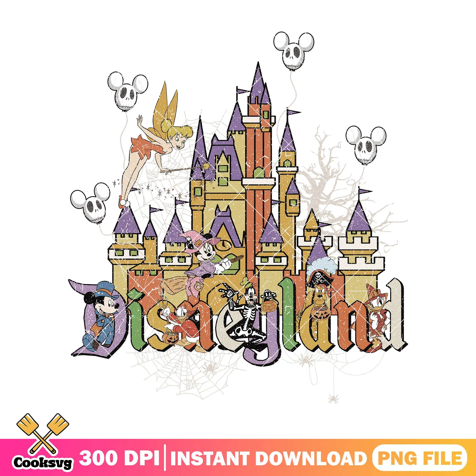 Tinkerbell in halloween png, halloween drawing png, disney castle png