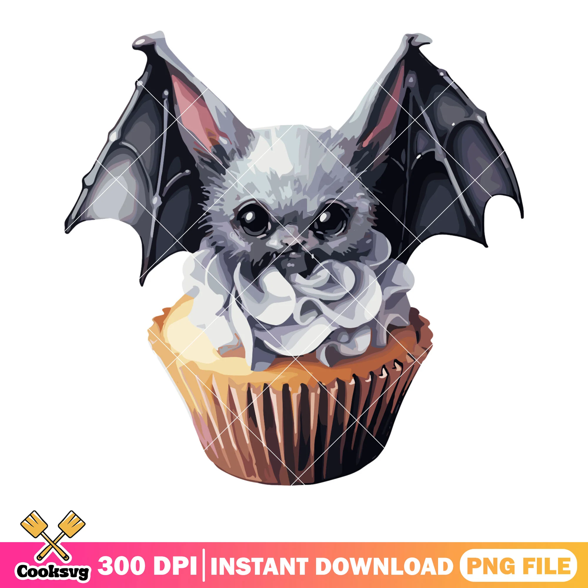 Tiny Bat Cupcake png, animal cake design png, halloween night png
