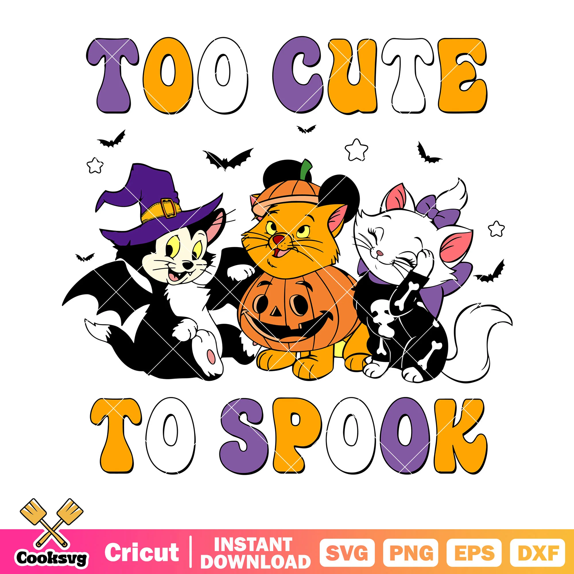 Too cute to spook svg, jack o lantern svg, witches hat svg