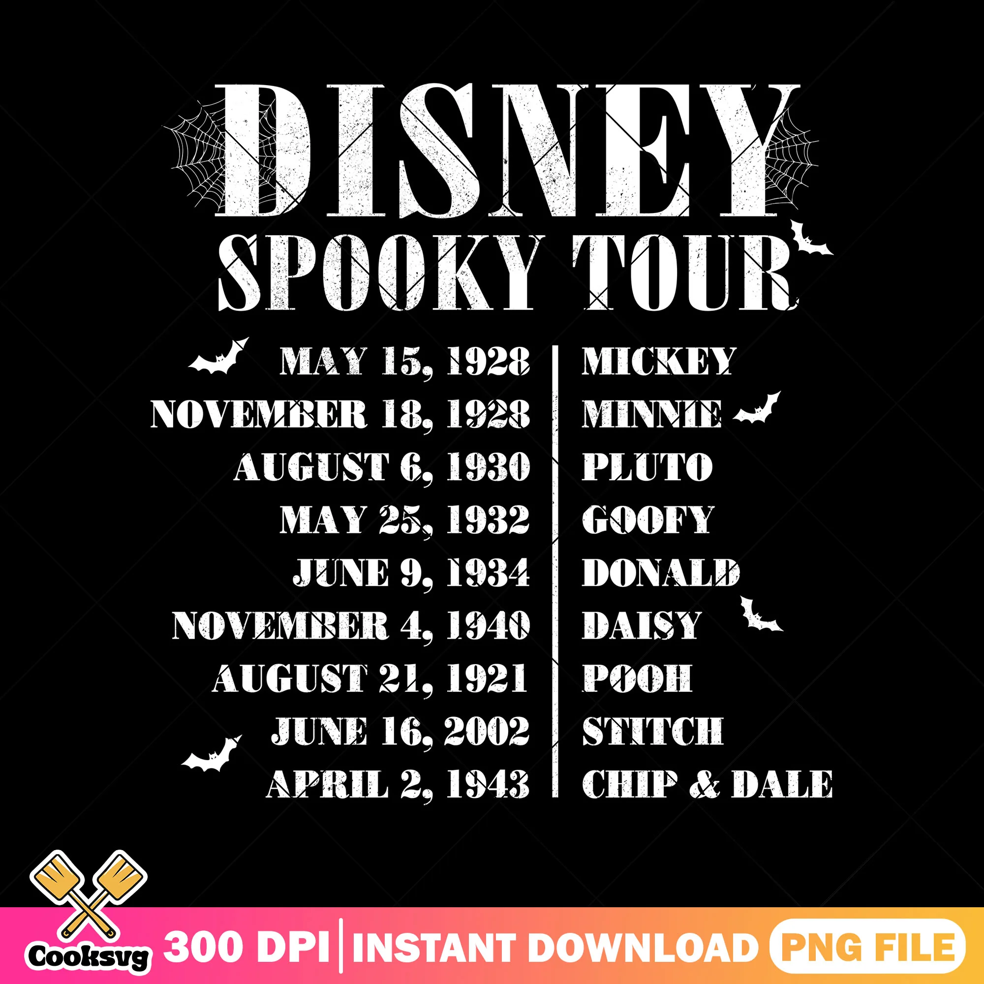Tour spooky disney png, white font png, halloween font png