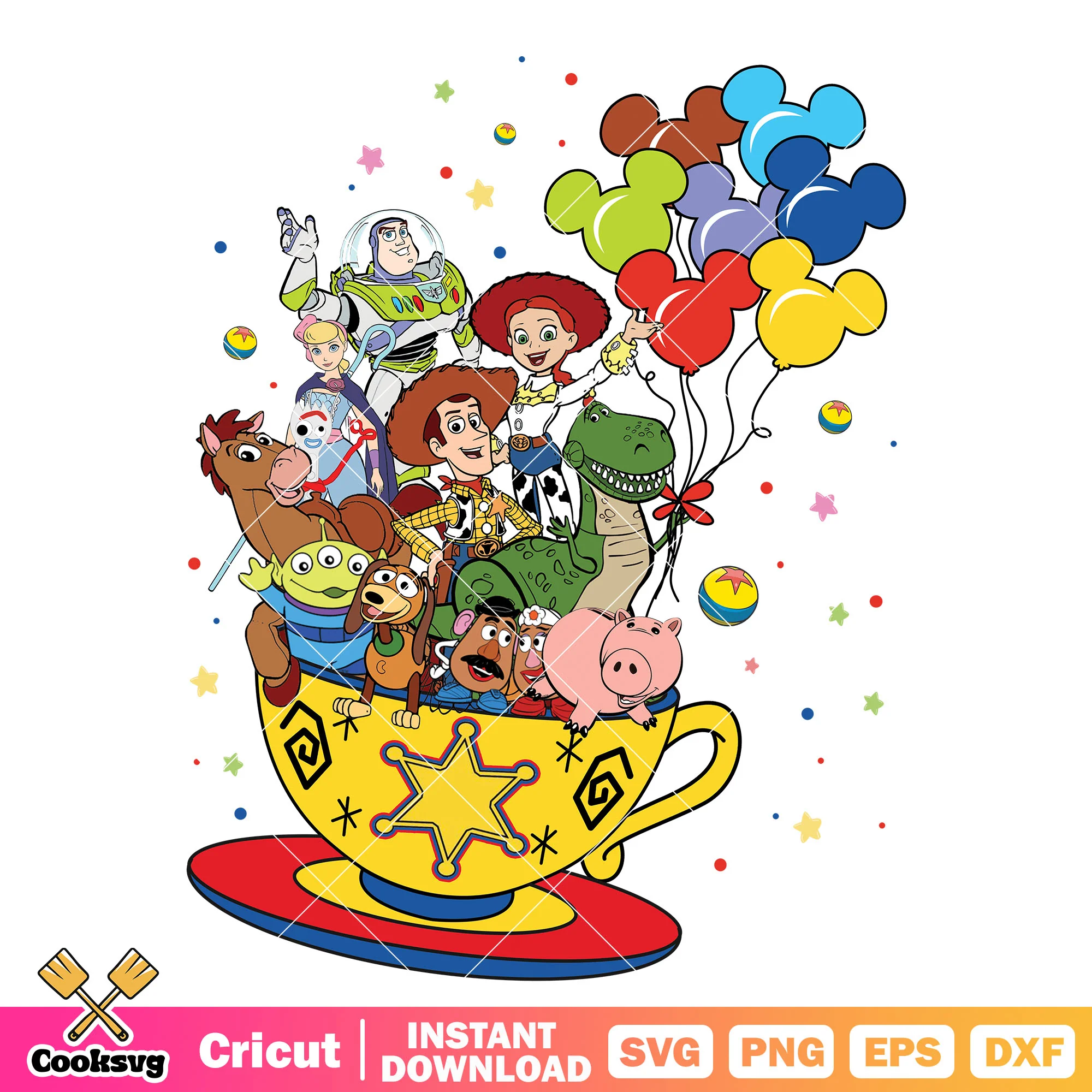 Toy story characters on the cup png, toy story characters png