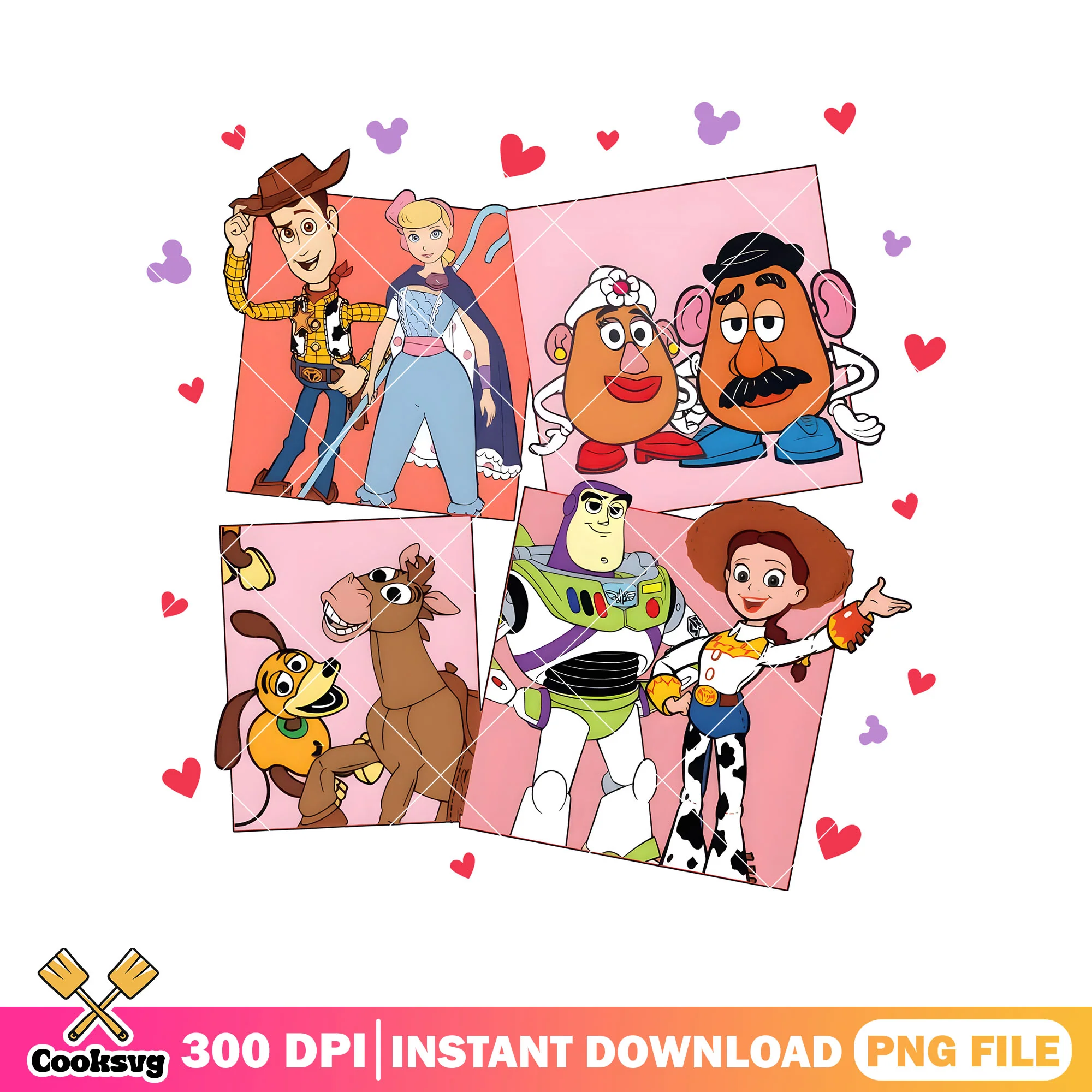 Toy story friends love valentine png, toy story valentine png