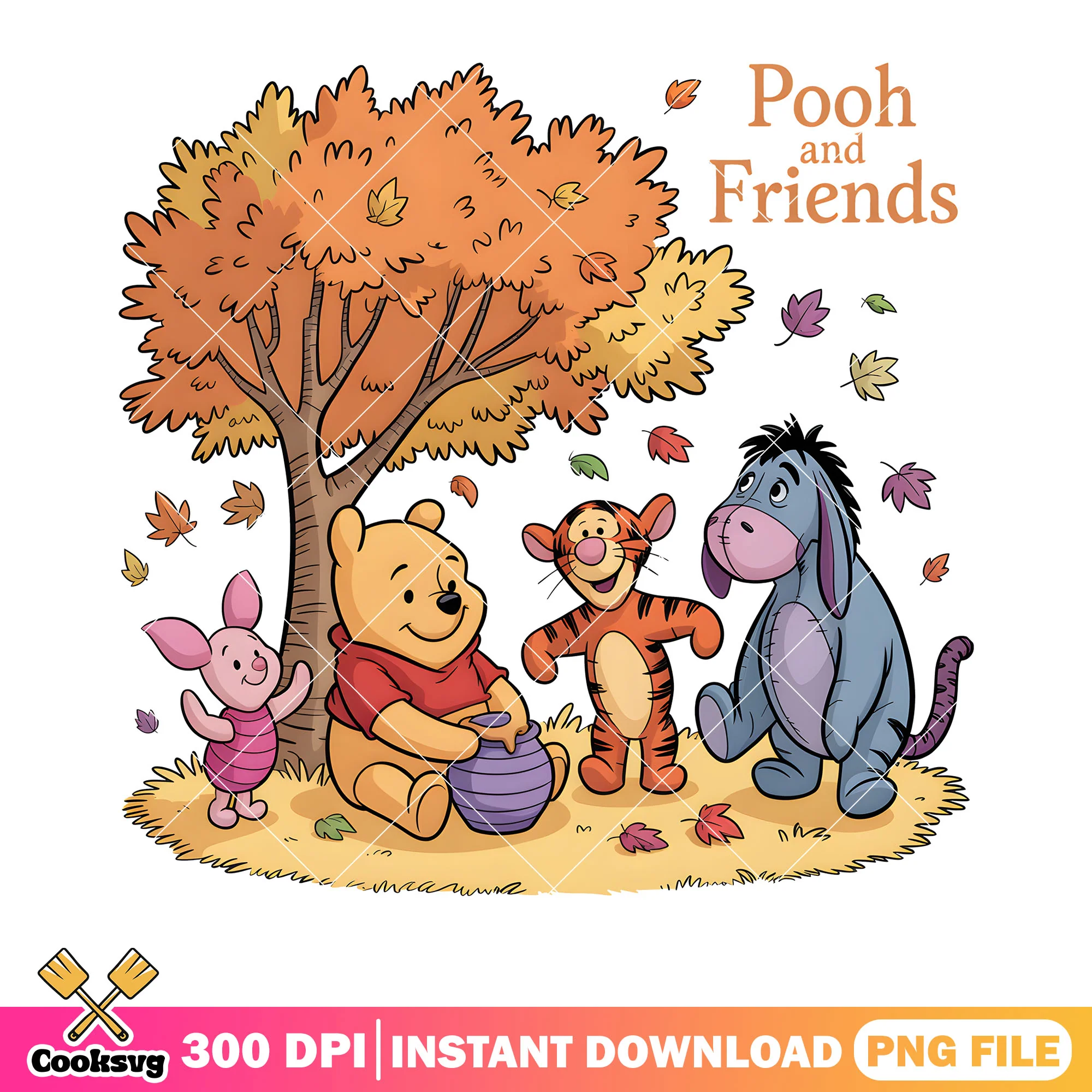 Tree autumn pooh png, winnie the pooh png, pooh friends png