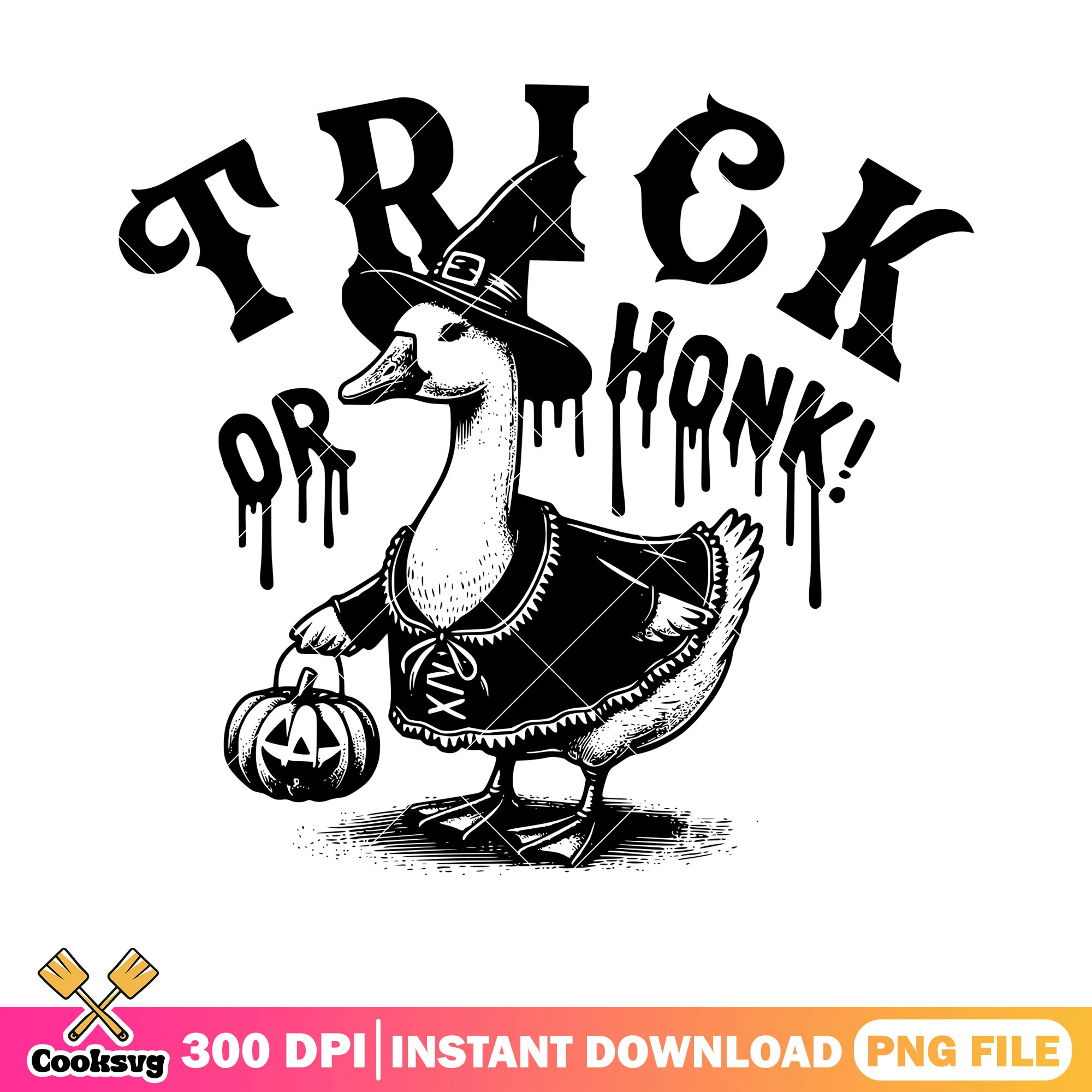 Trick or honk png, witch costume png, halloween scary png