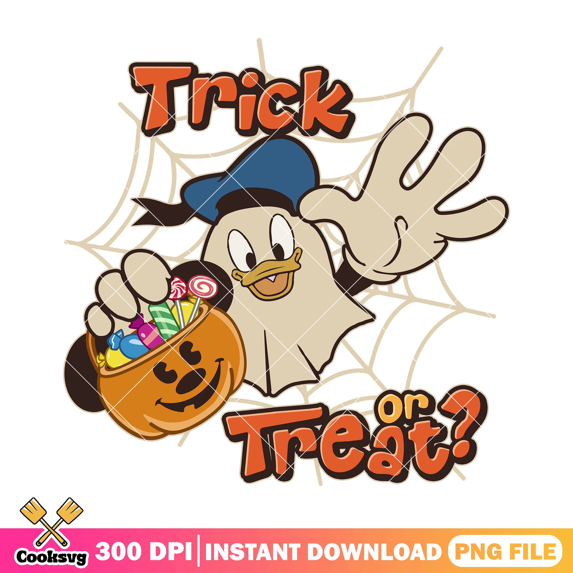Trick or treat donald png, halloween jokes png, donald duck png