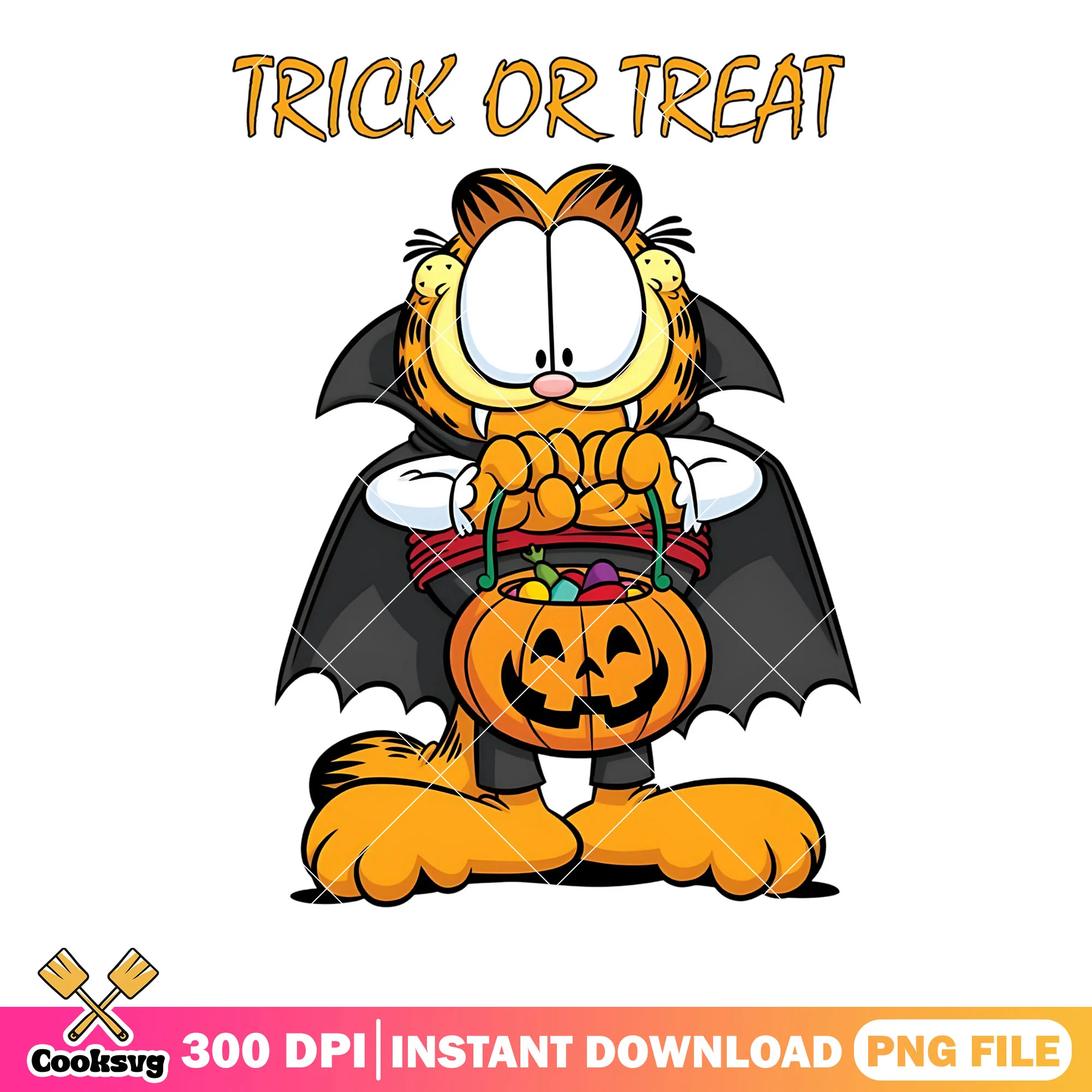 Trick treat garfield png, vampire costumes png, cartoon halloween png
