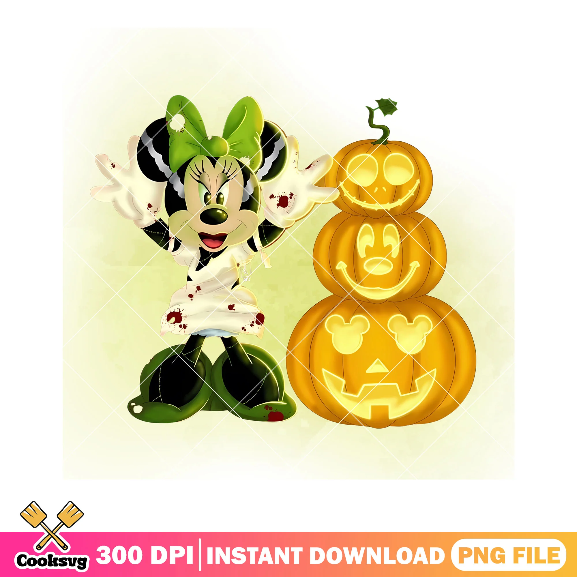Triple pumpkin green tie png, costume zombie png, disney character png