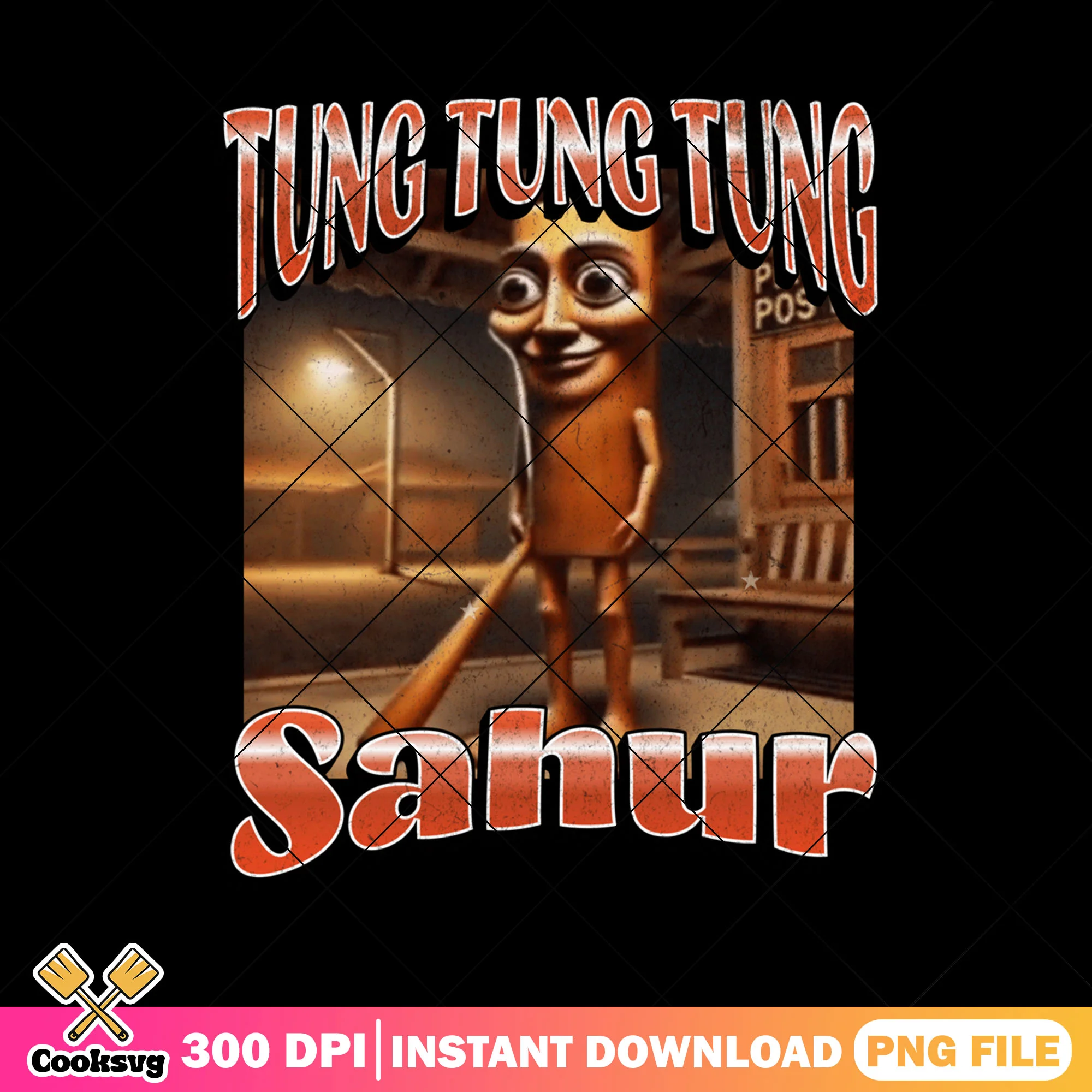 Tung tung tung sahur png design, italia brainrot png, funny meme png