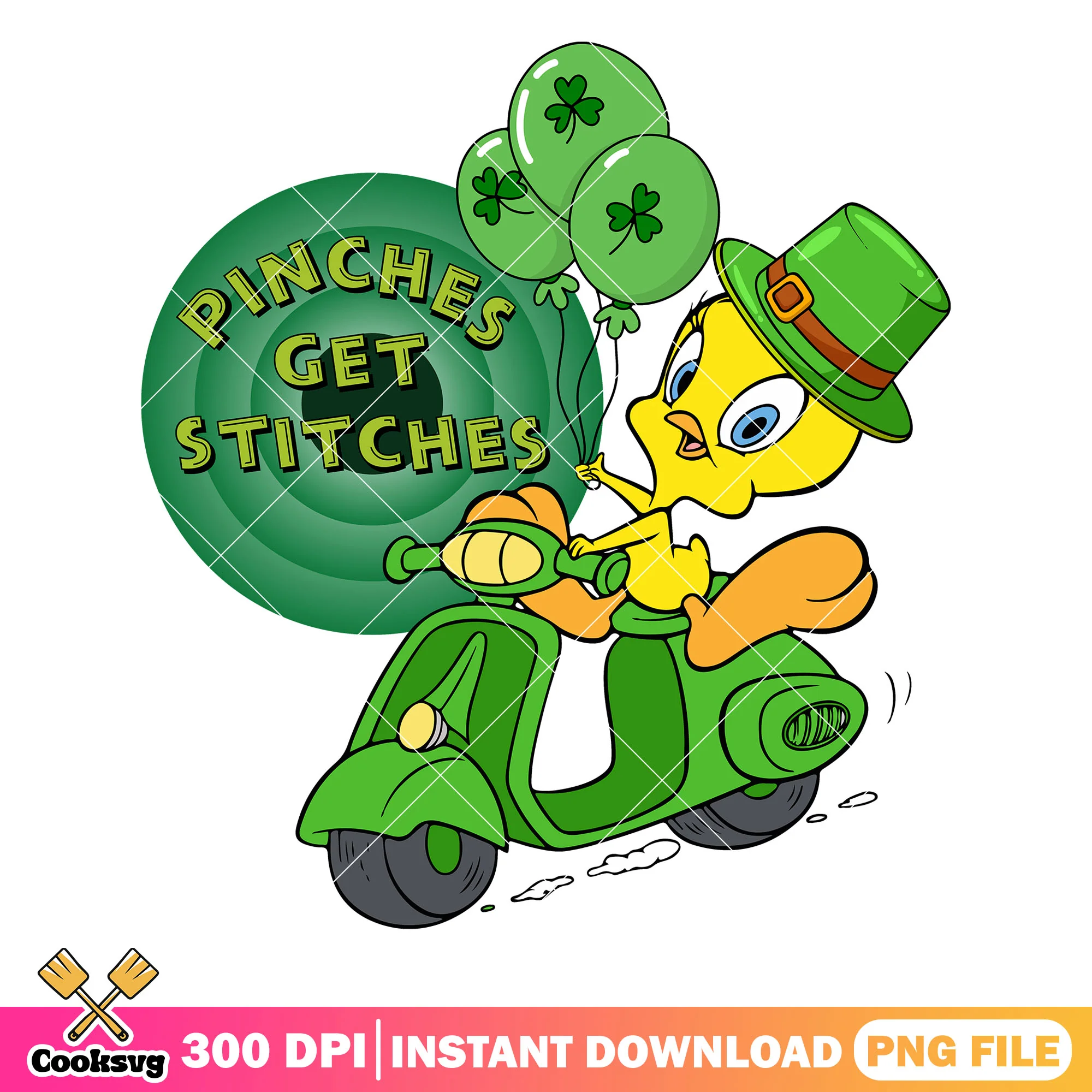 Twetty bird pinches get stitches png, twetty bird png, happy st patricks day png