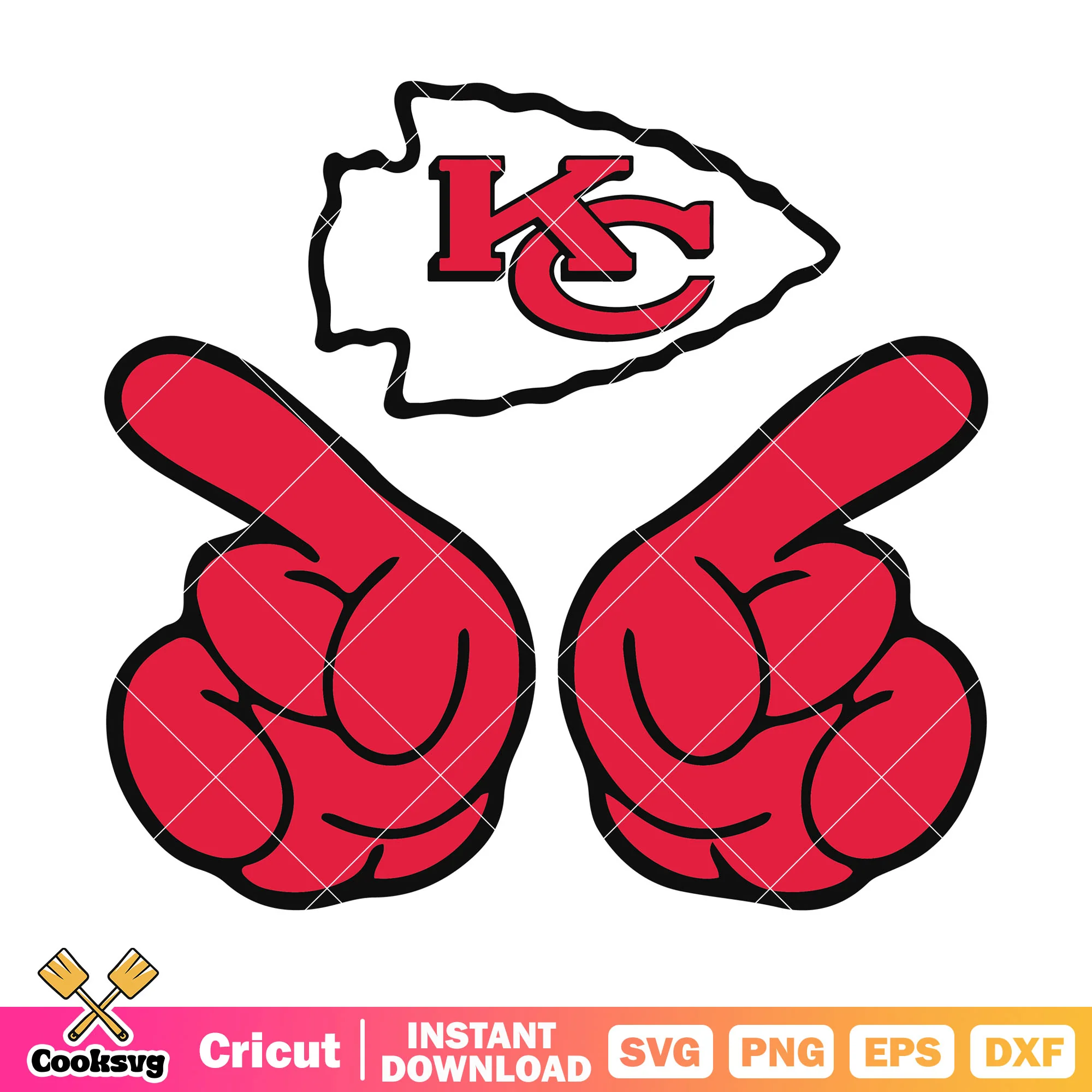 Two foam finger arrowhead svg, kc chiefs svg, nfl teams svg