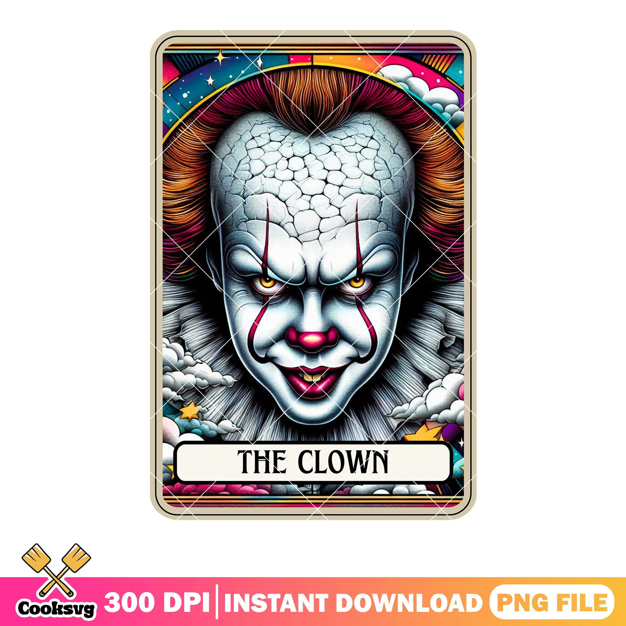 Ugly clown cloud png, mystic card png, art the clown png