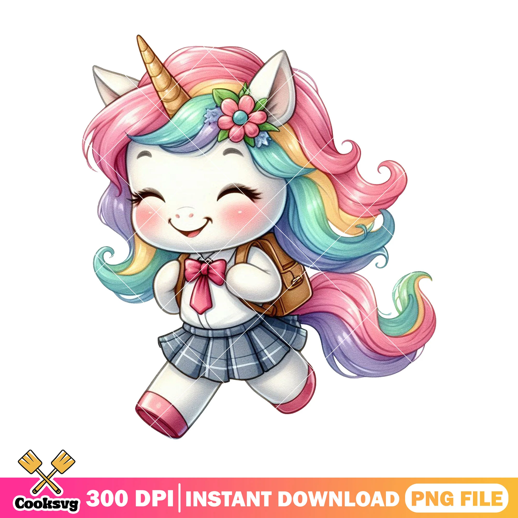 Unicorn going school png, unicorn happy png, back to school png