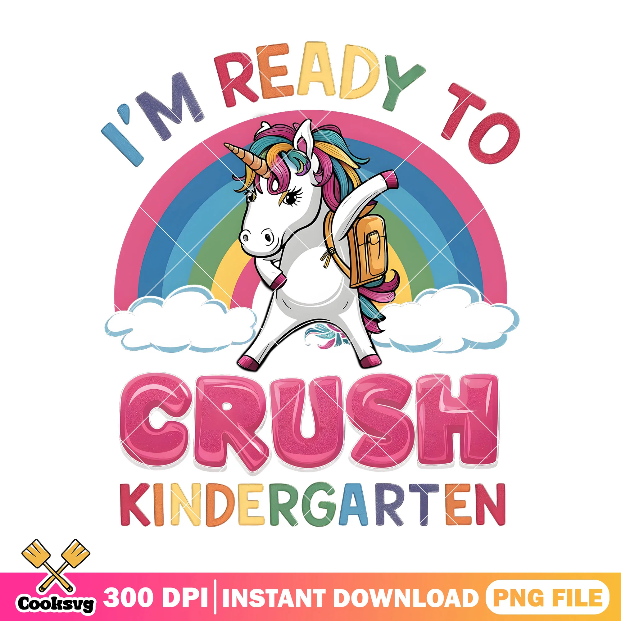 Unicorn ready to crush png, back to school art png, kindergarten png