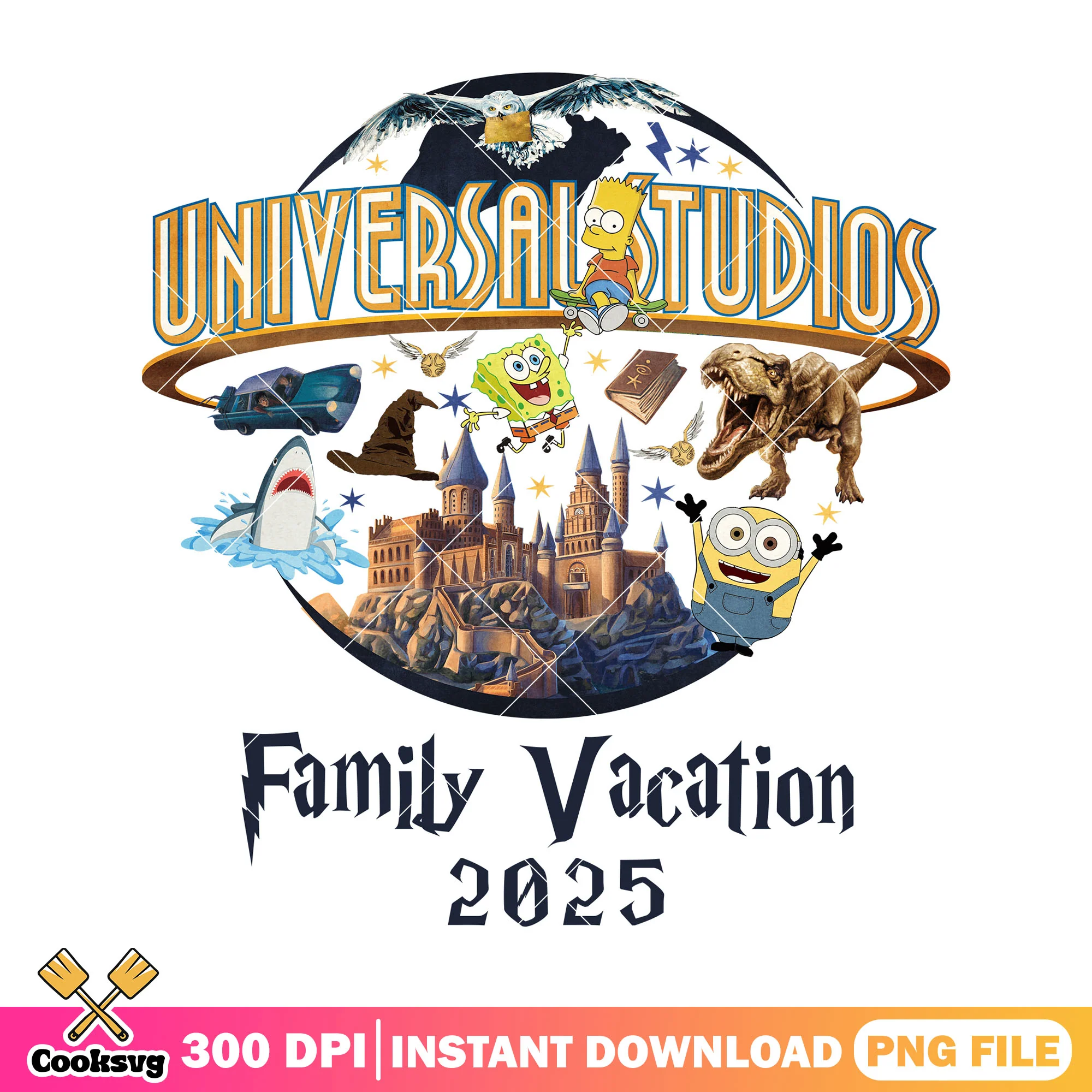 Universal studios character 2025 png, family vacation png