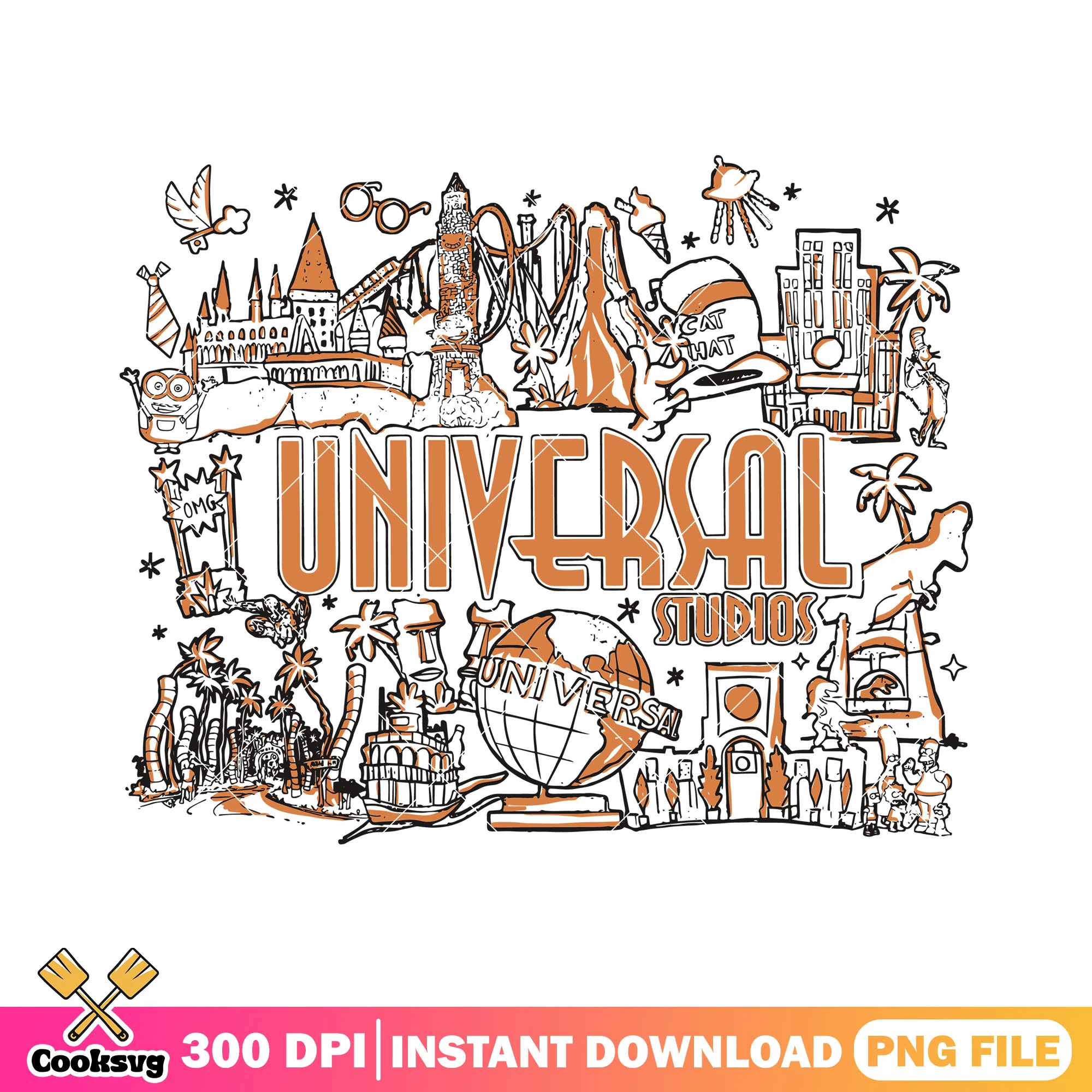 Universal studios characters world png, universal studio hollywood png