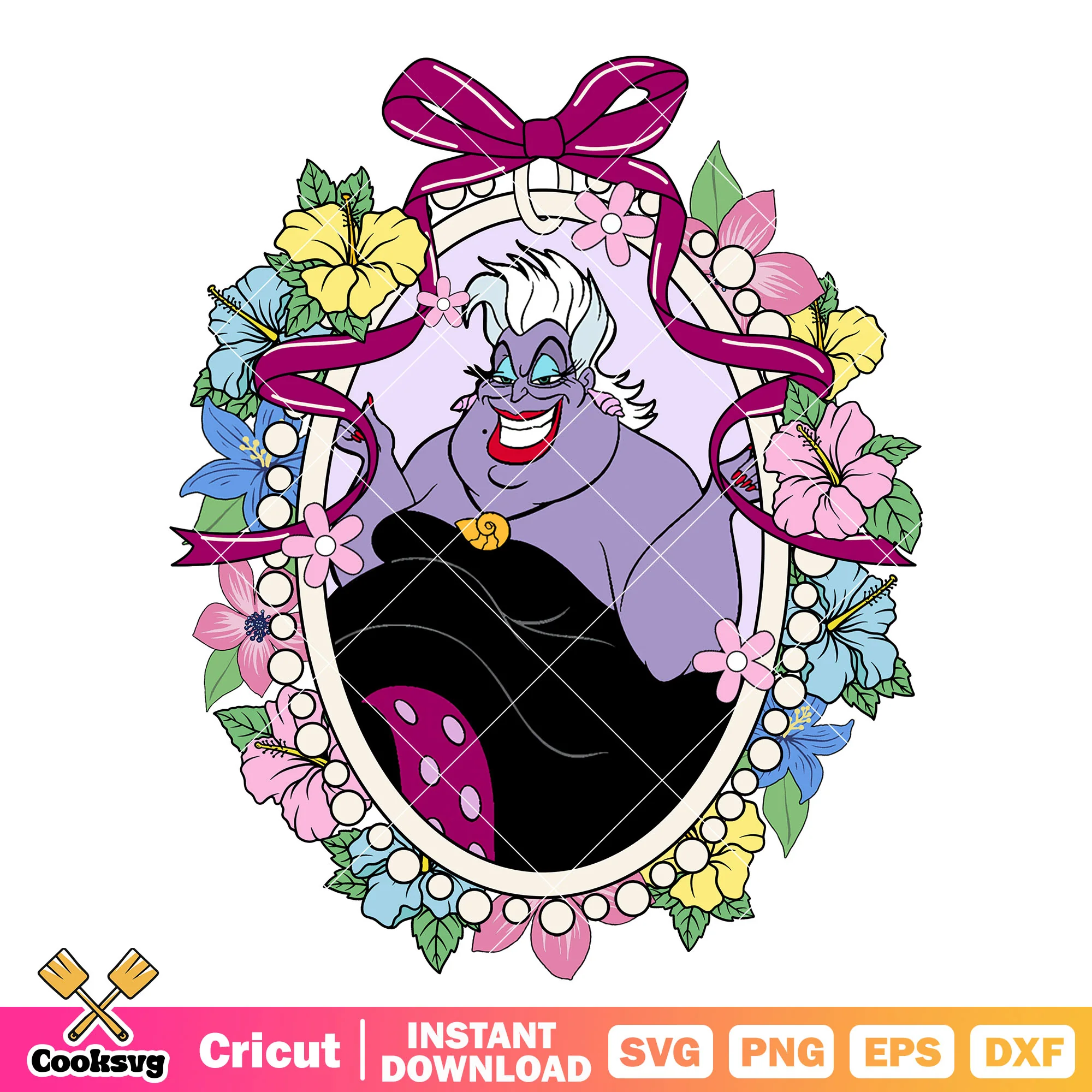 Ursula Disney Villain and Magic Mirror PNG, Ursula Disney Villains PNG