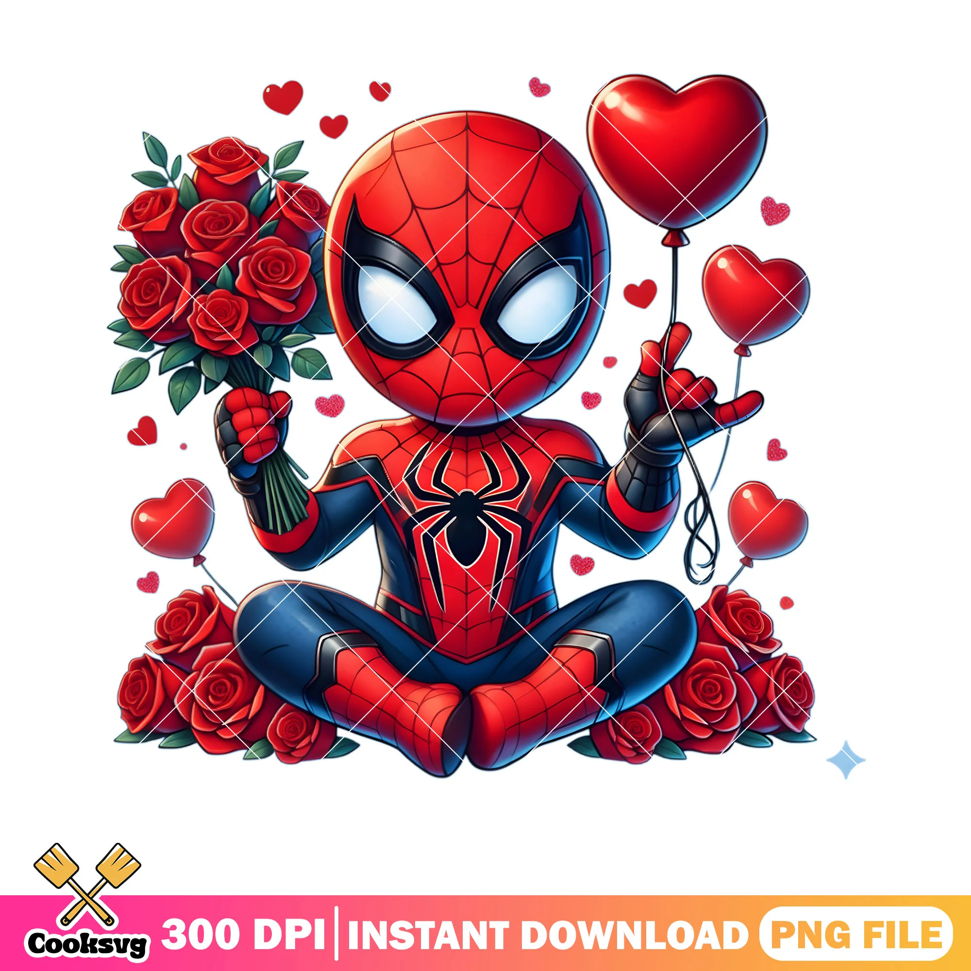 Valentien spidy and rose gifts png, love vibes png, marvel valentines png