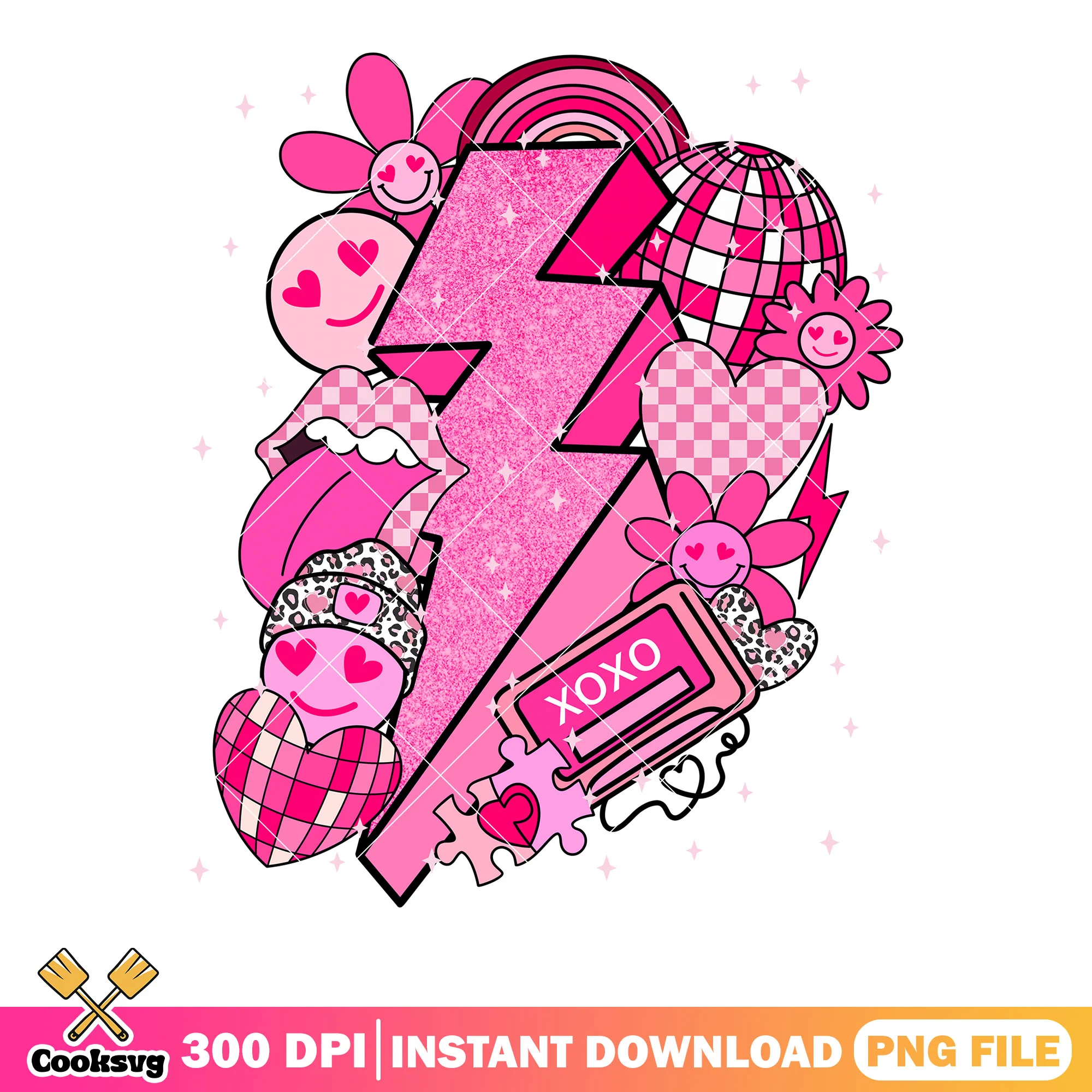 Valentine bolt poster png, valentines poster png, valentines vibes png