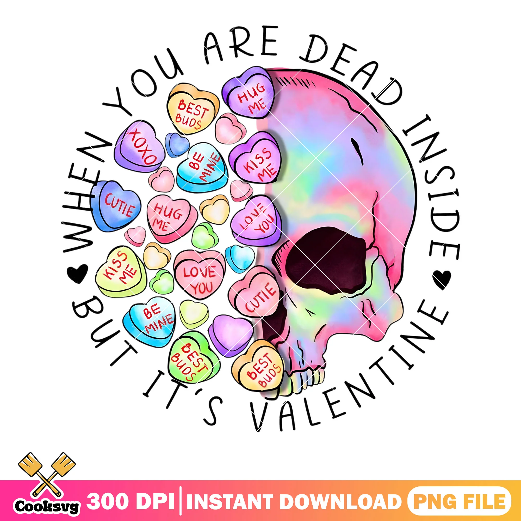 Valentine skull love png, love poster png, valentine vibes png