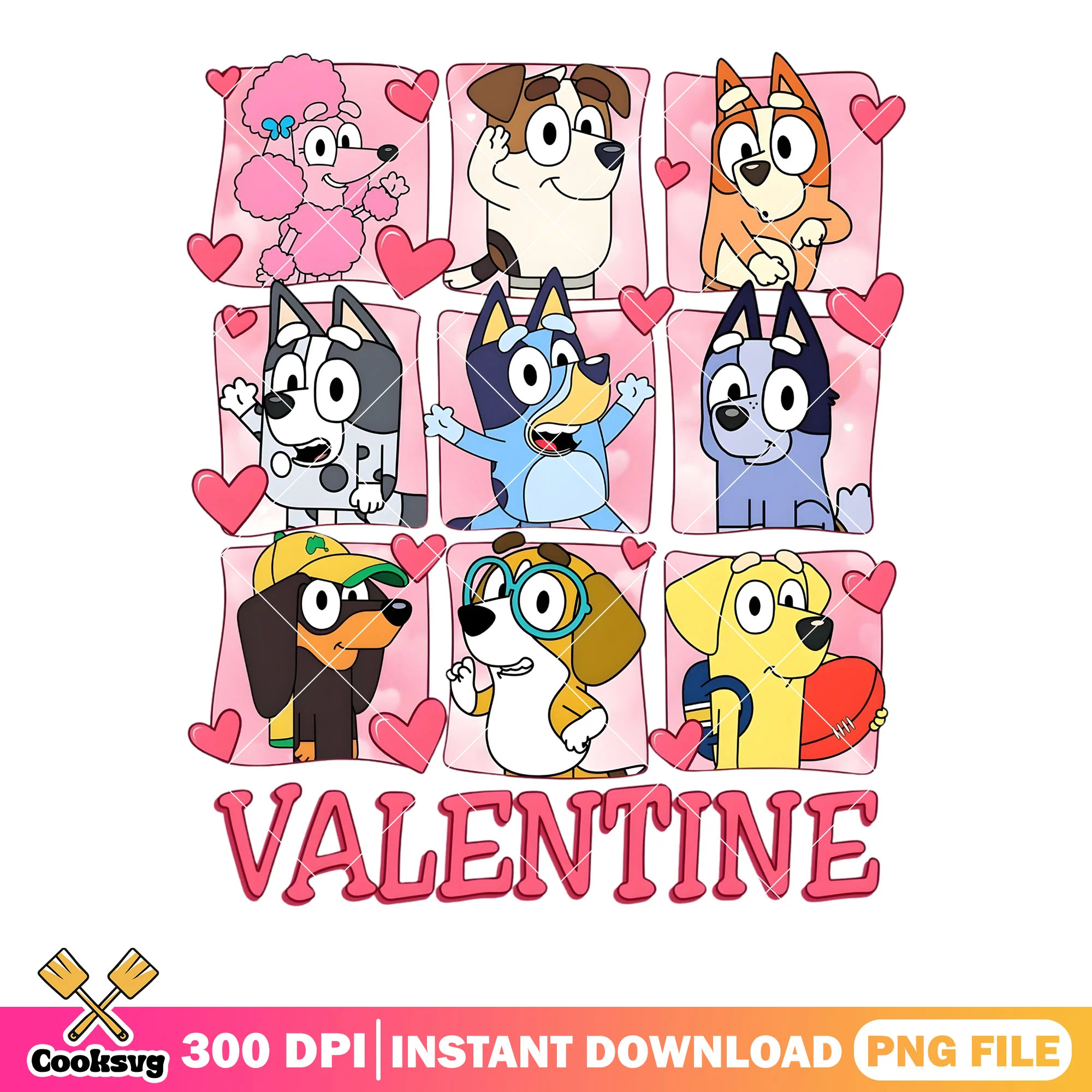Valentine vibes bluey png, valentine love png, bingo character png