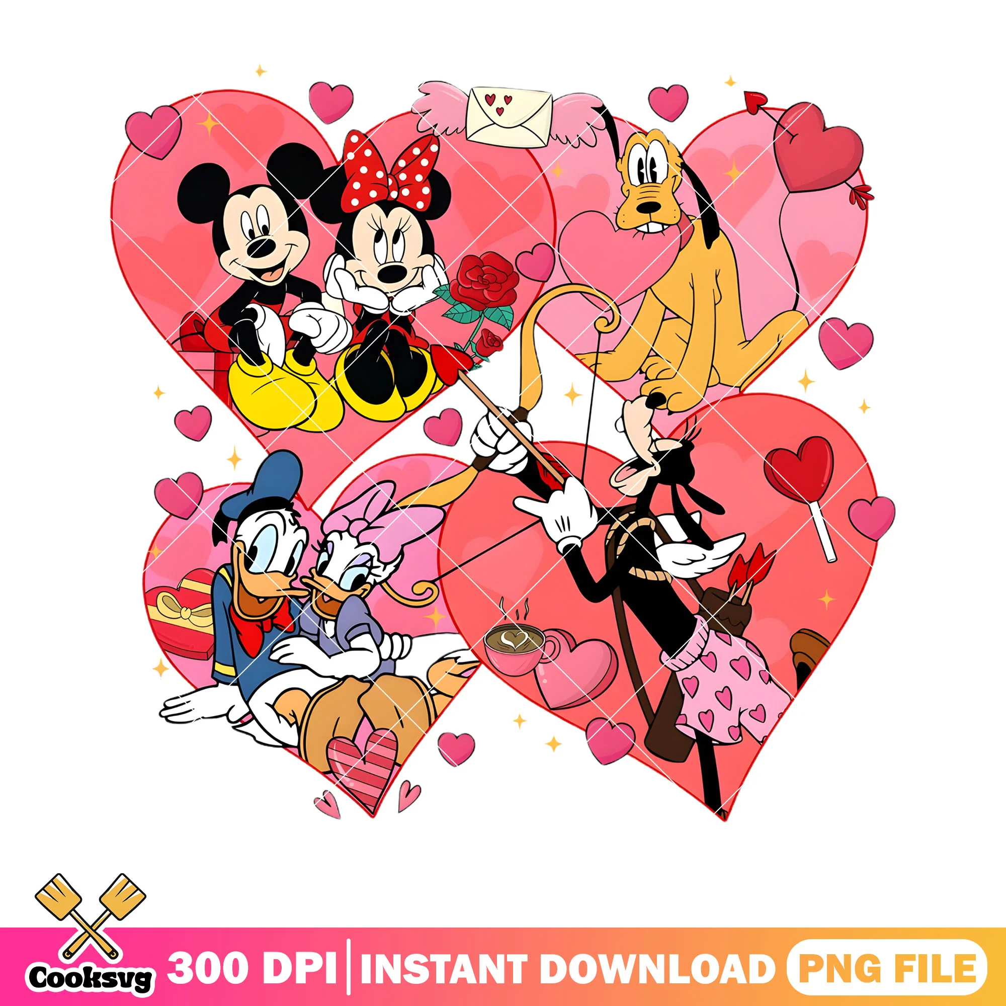 Valentine vibes mickey and friends png, valentines png, disney png