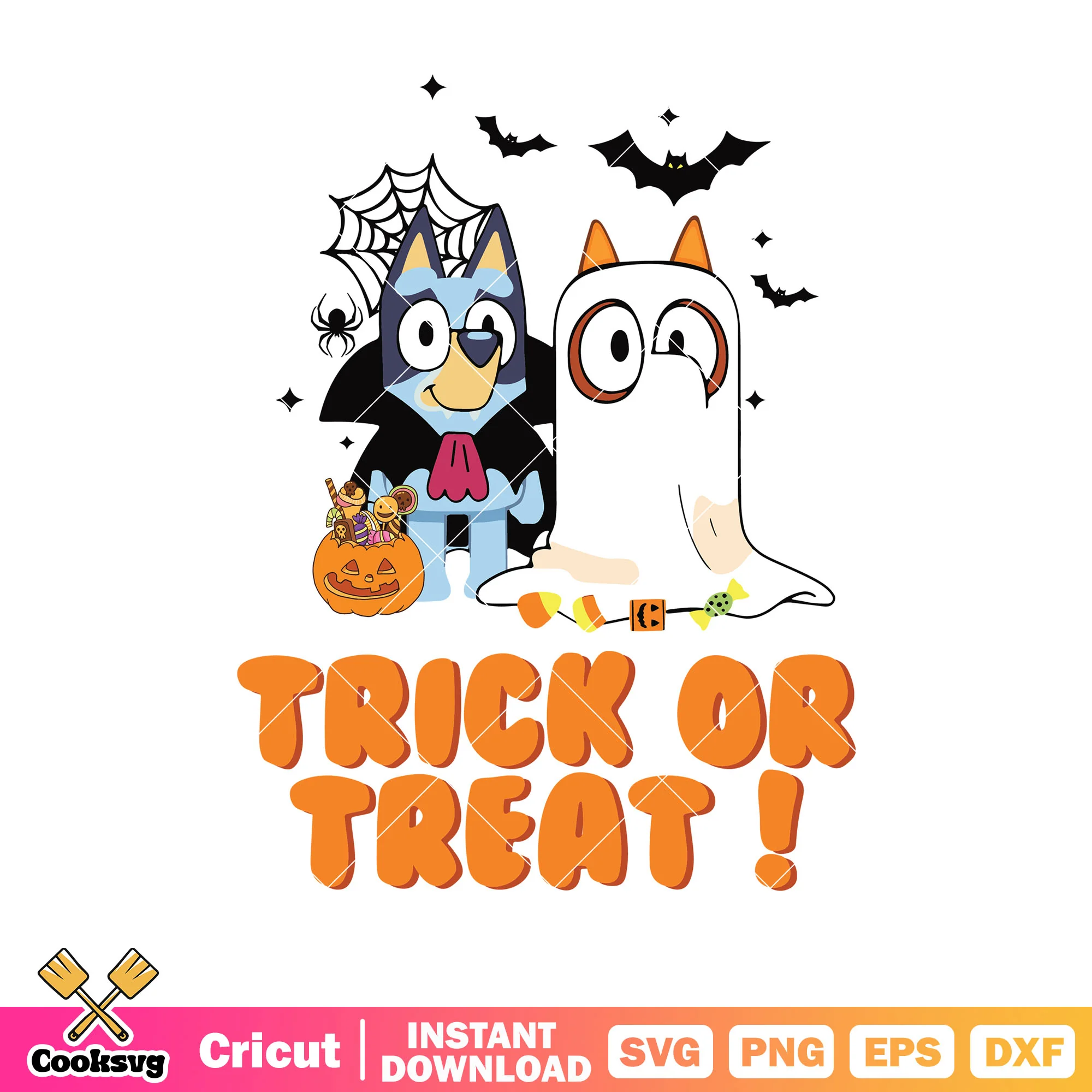 Vampire bluey halloween trick or treat svg, bluey bingo svg, bluey costume svg