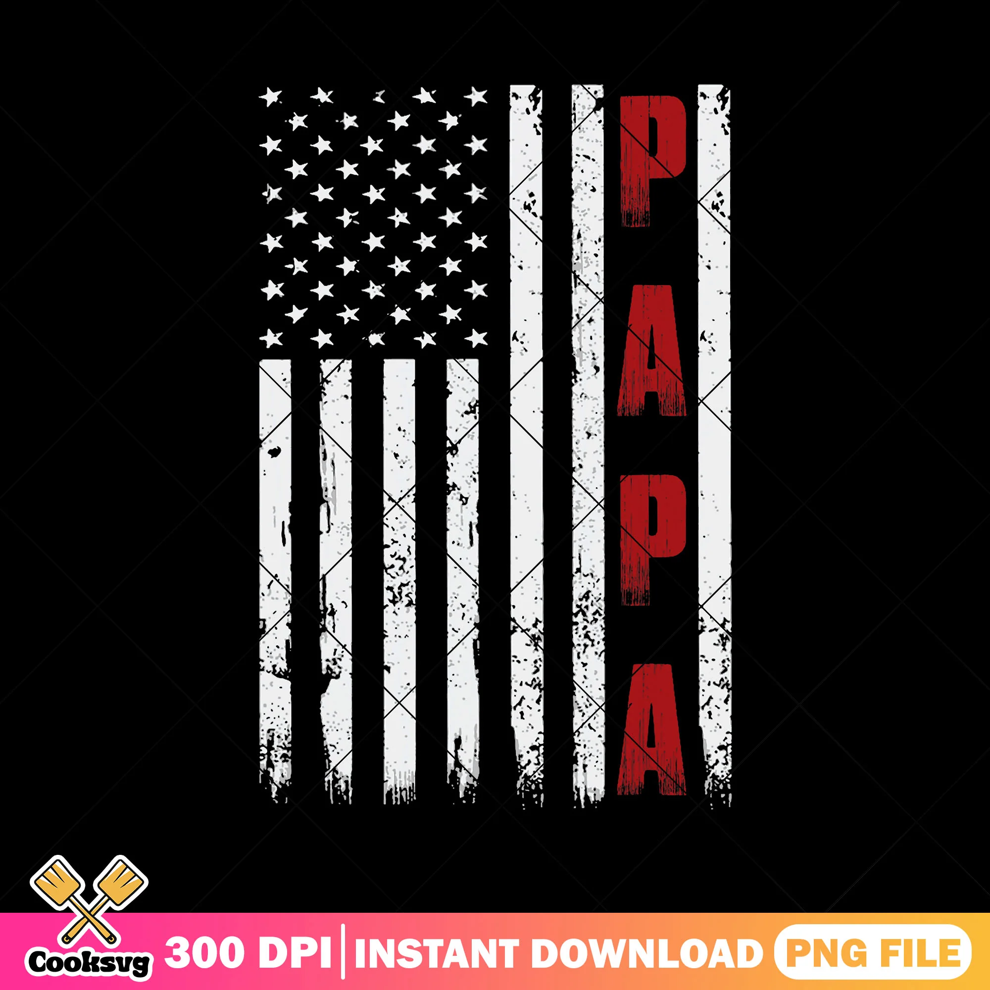 Vintage american flag papa png, fathers day png, usa dad flag png