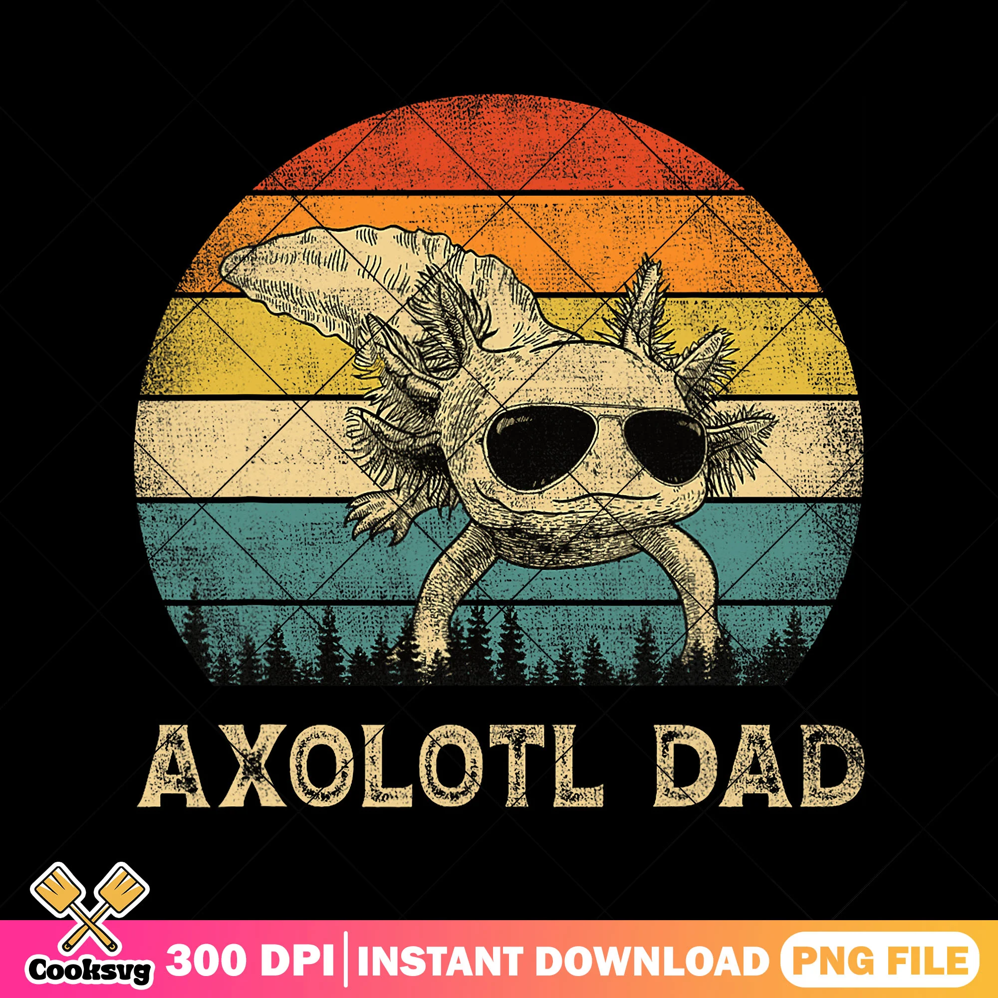 Vintage axolotl dad png, funny dad png, cute axolot png, fathers day png