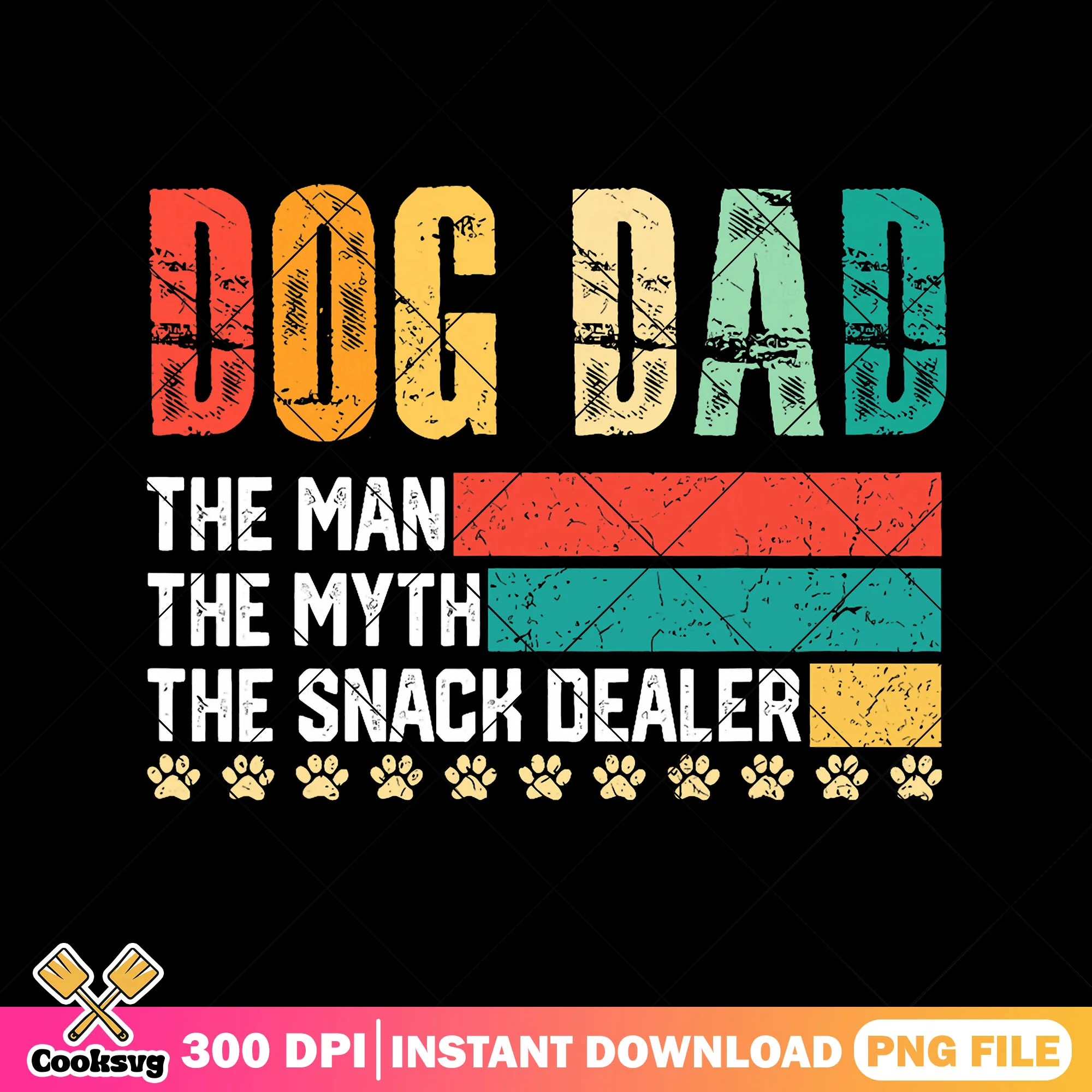 Vintage dog dad the man the myth png, snack deals png, happy fathers day png