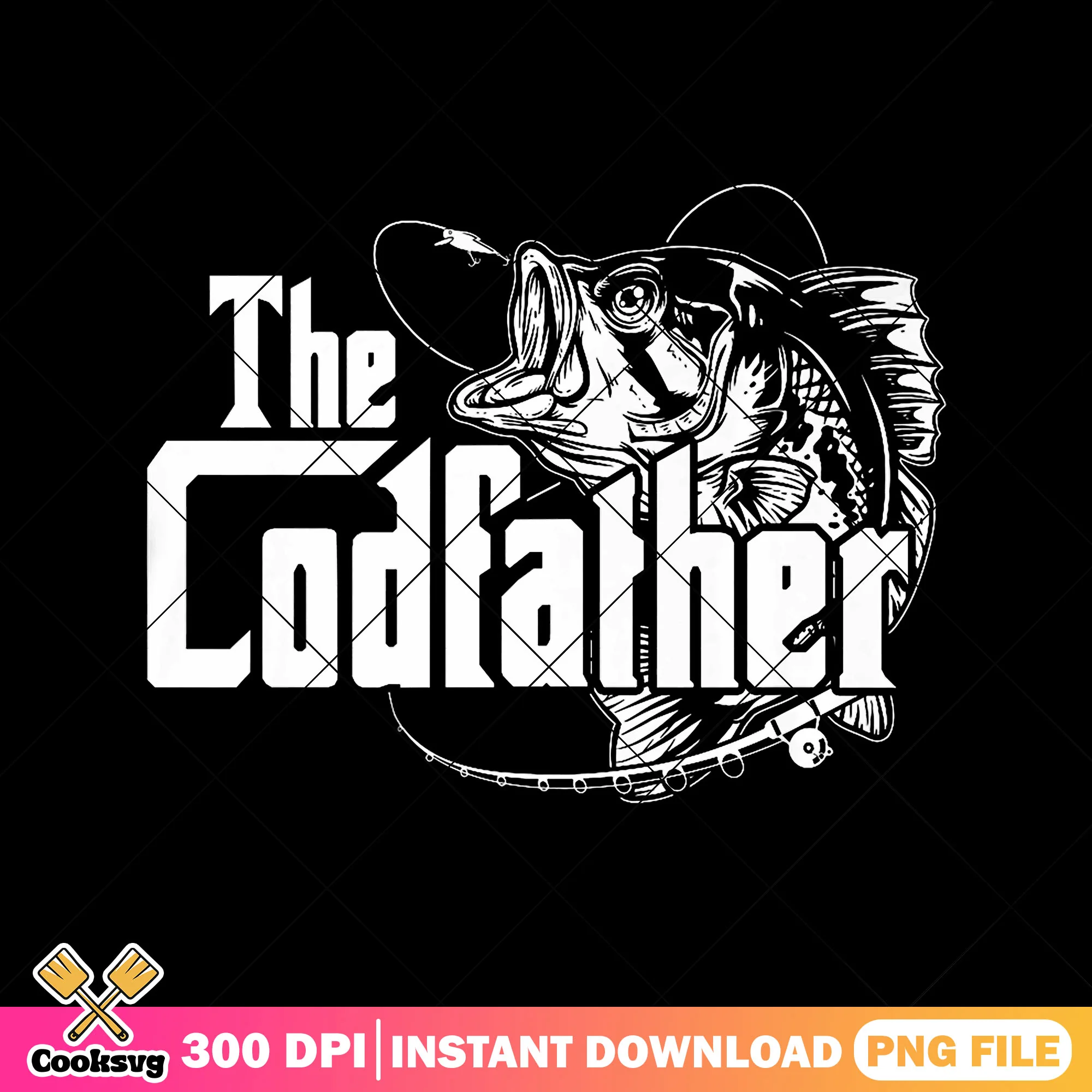 Vintage the codfather png, fish daddy grill png, cod fish png, funny dad png