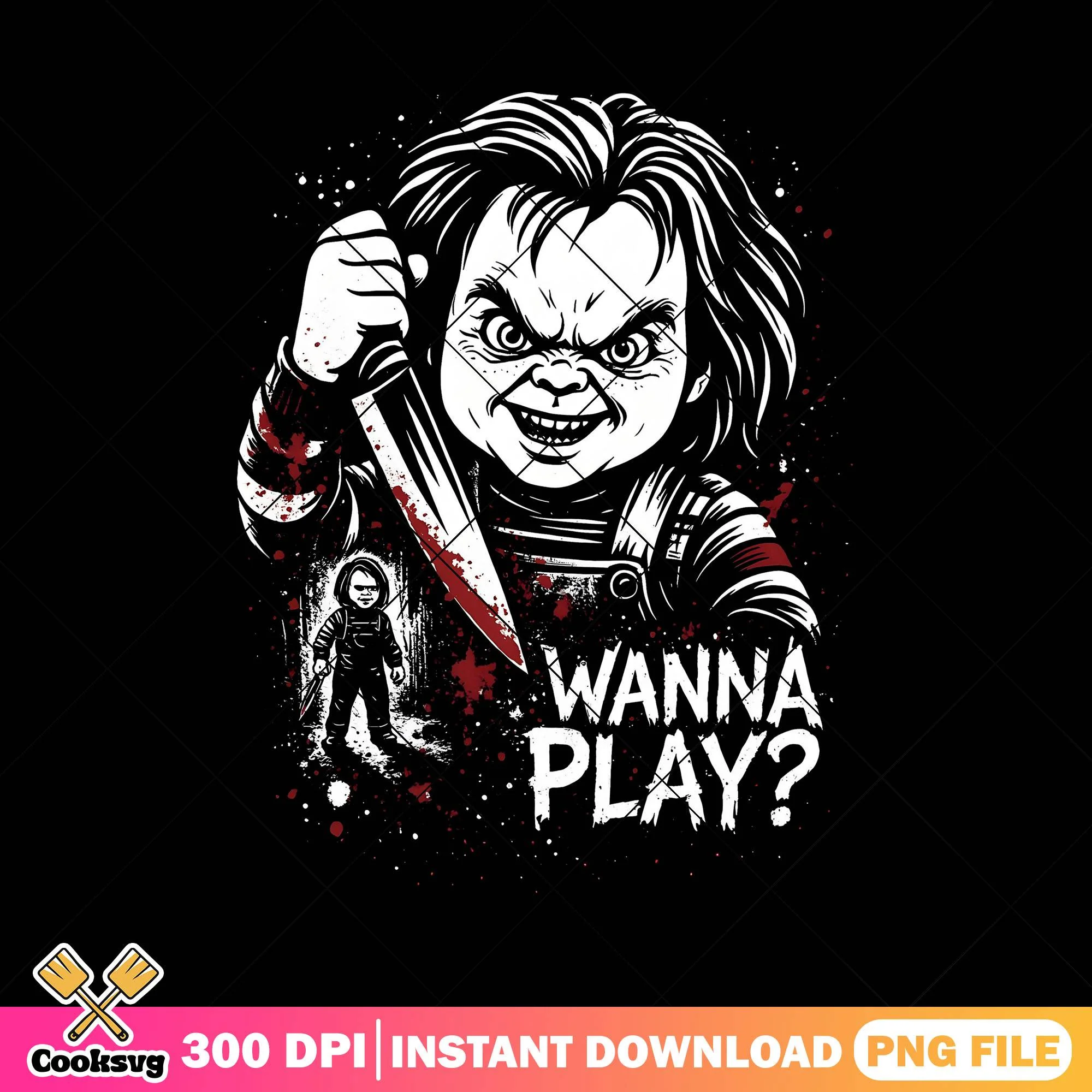 Wanna play chucky png, chucky scary png, chucky halloween png