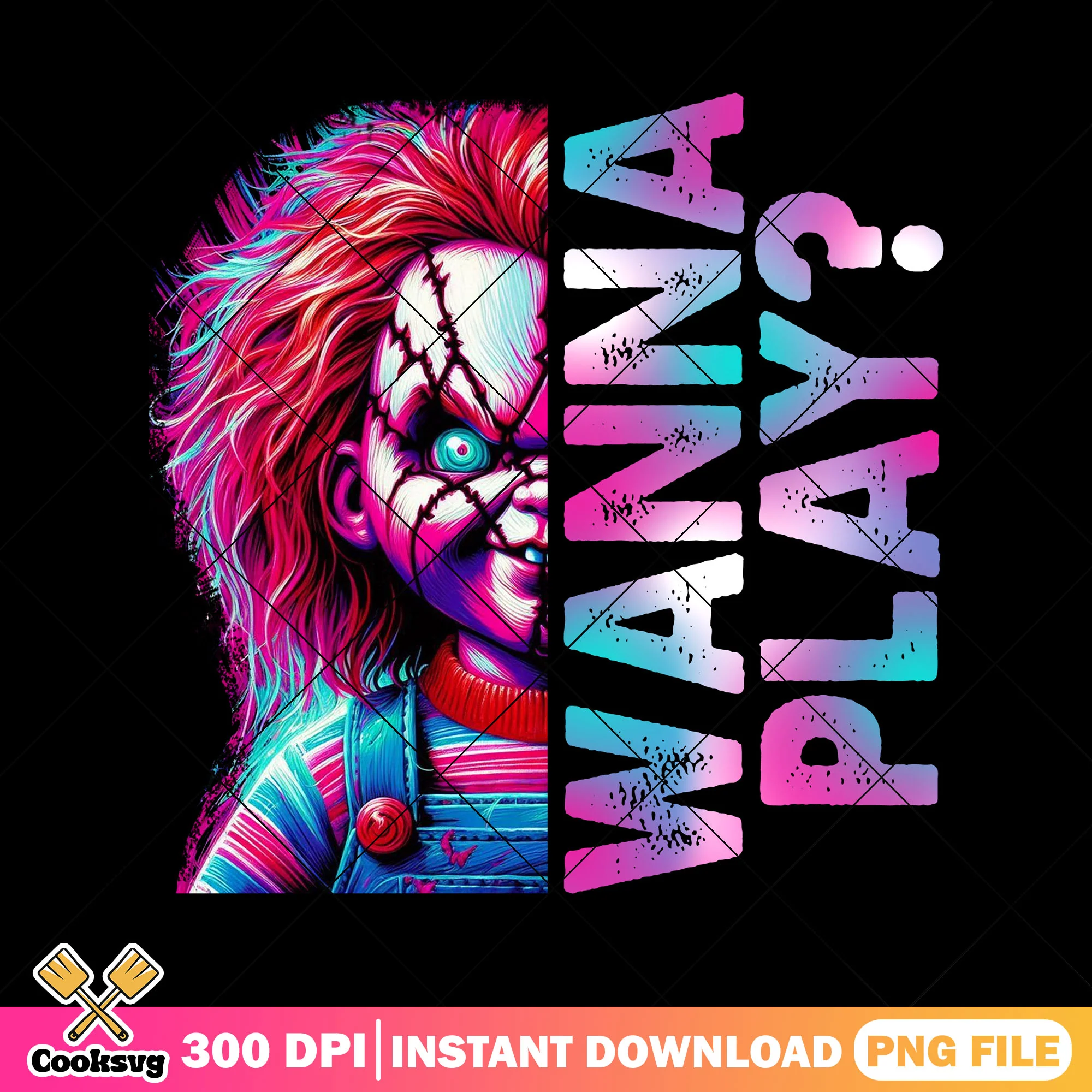 Wanna play design file png, horror chucky png, halloween art png