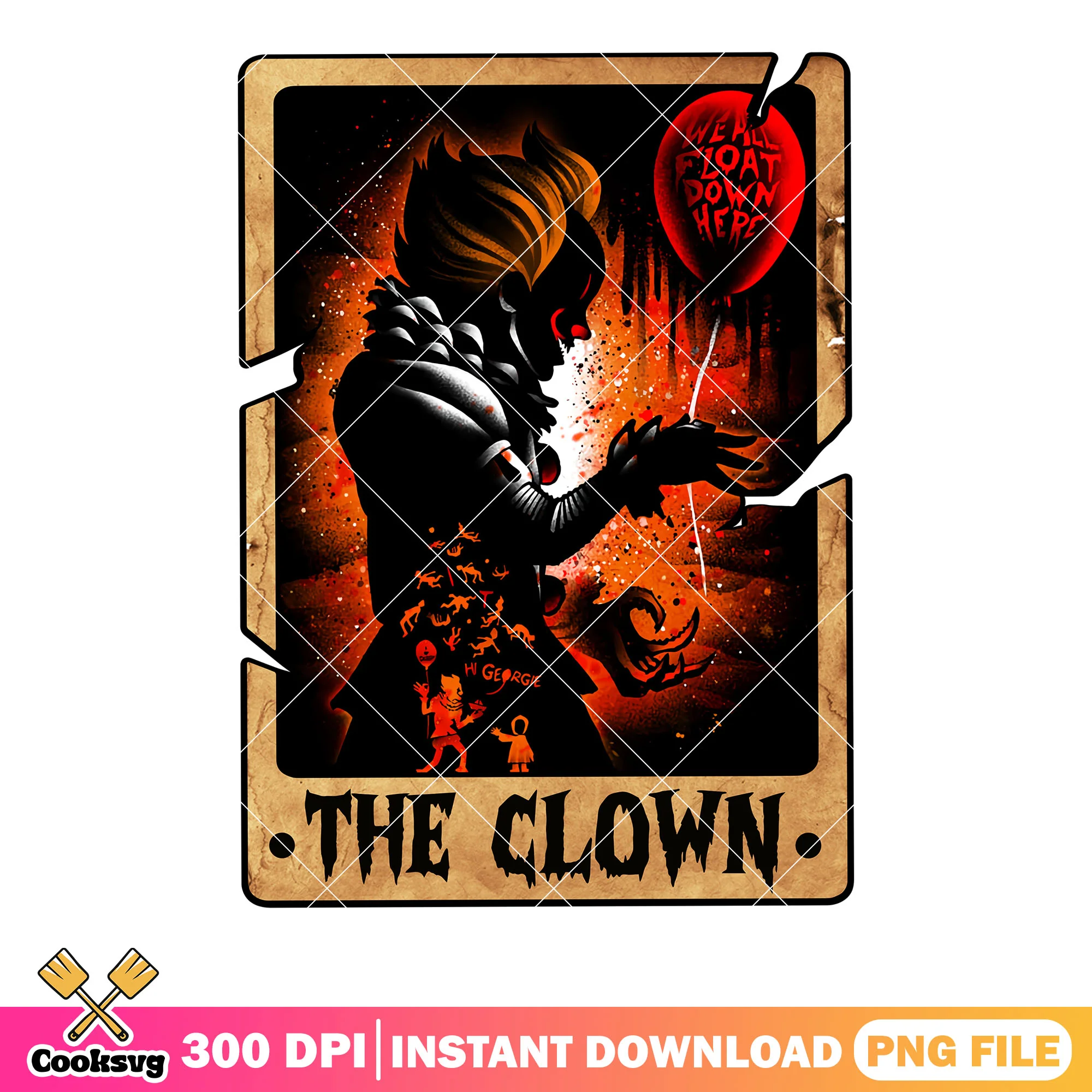 We all float down here png,creepy red ballpon png, scary halloween png