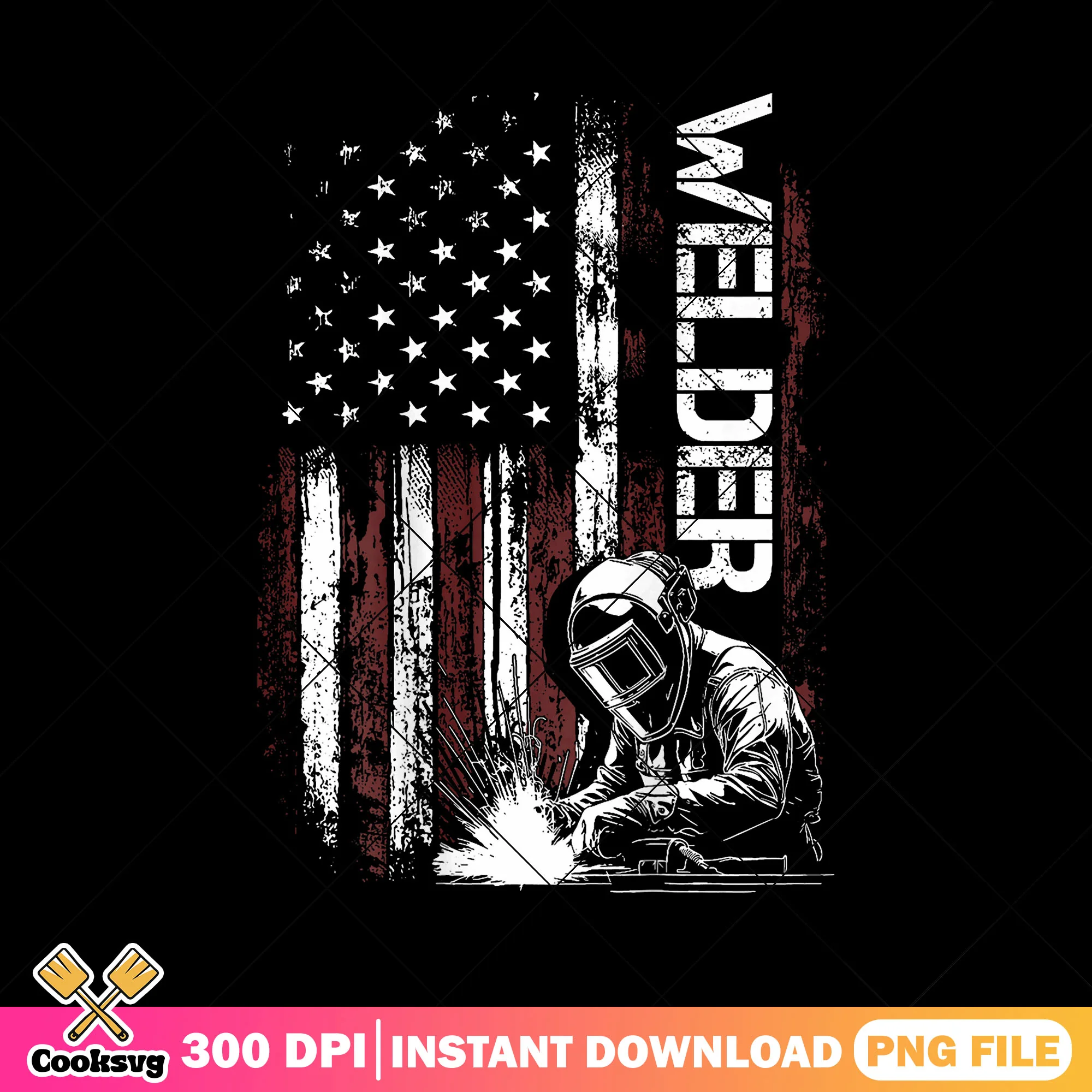 Welder usa american flag png, vintage dad png, dad life png