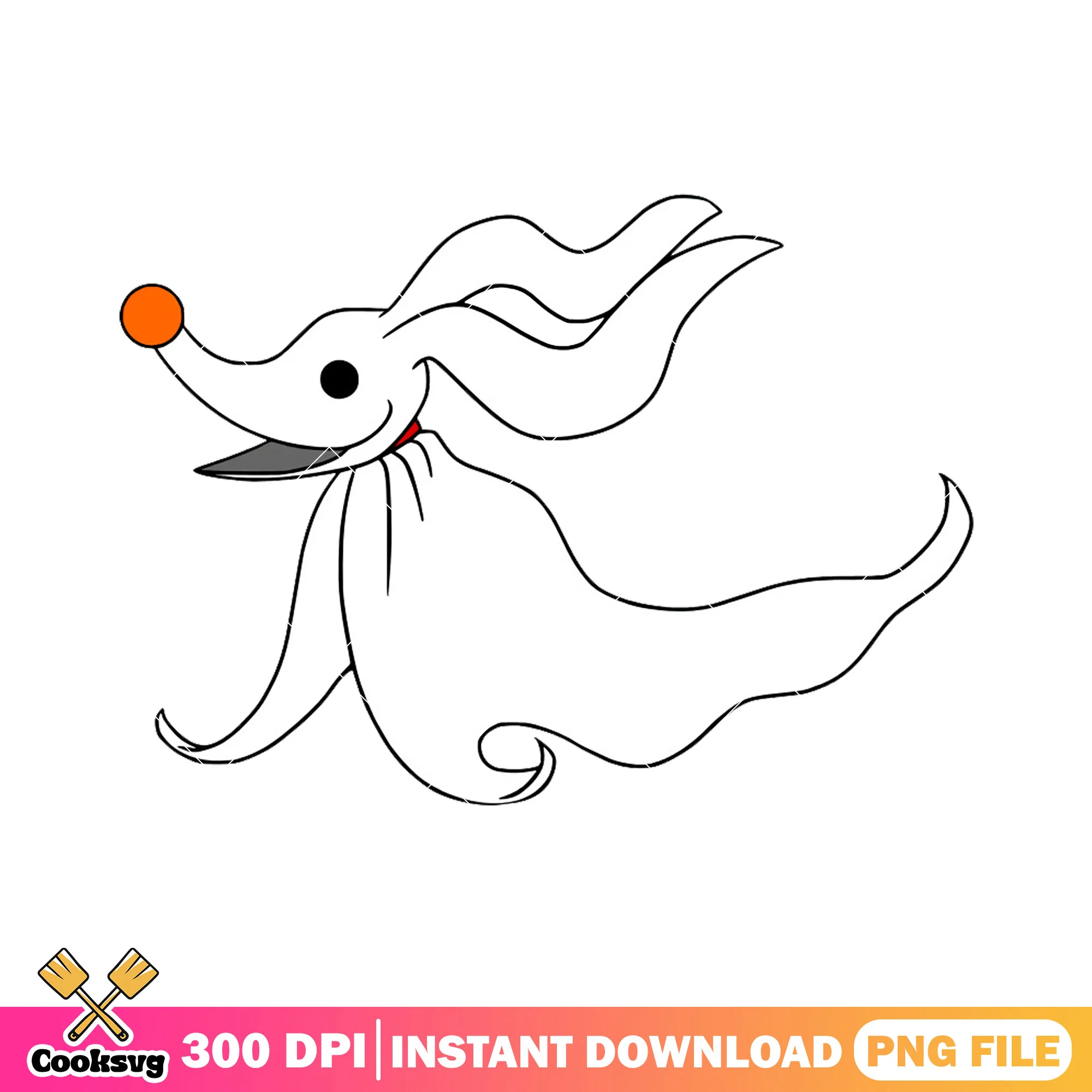 White zero dog design png, this is halloween png, disney zero png