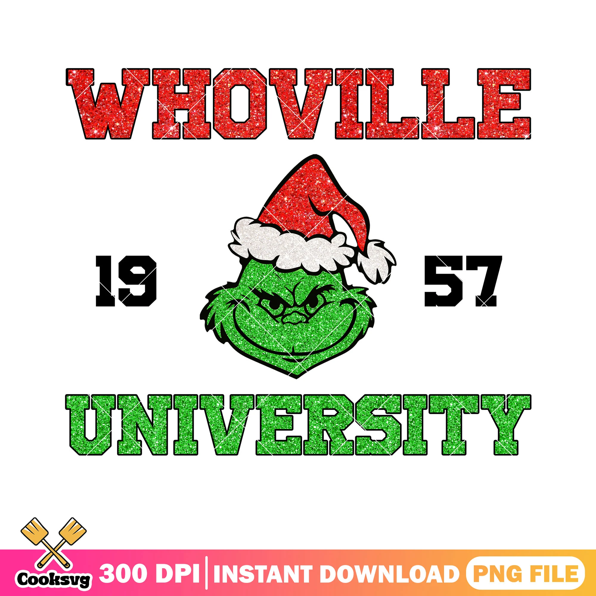 Whoville 1957 university christmas png, santa hat png, the grinch png